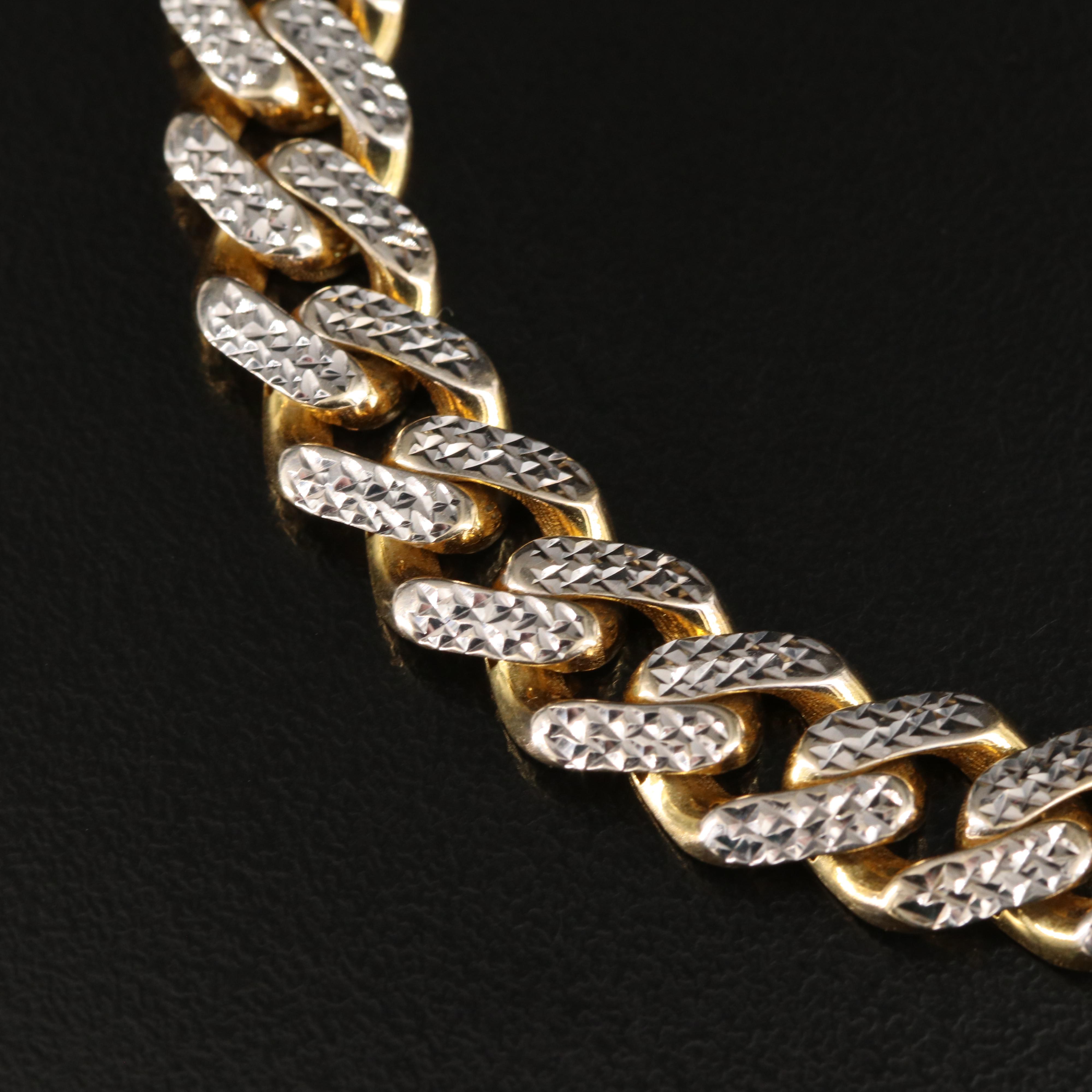 Oro Monaco 10K Curb Chain Bracelet with Diamond Cut Finish