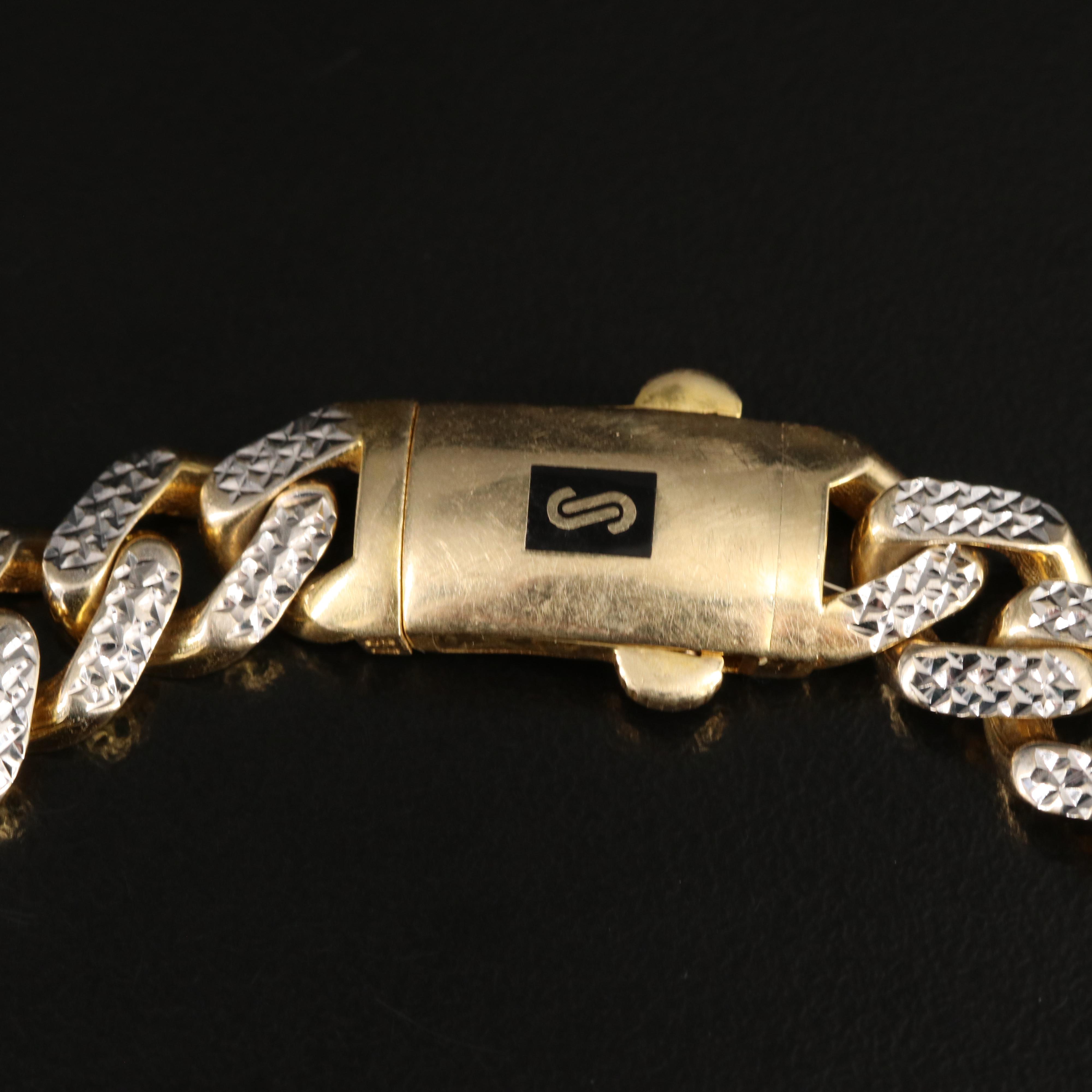 Oro Monaco 10K Curb Chain Bracelet with Diamond Cut Finish