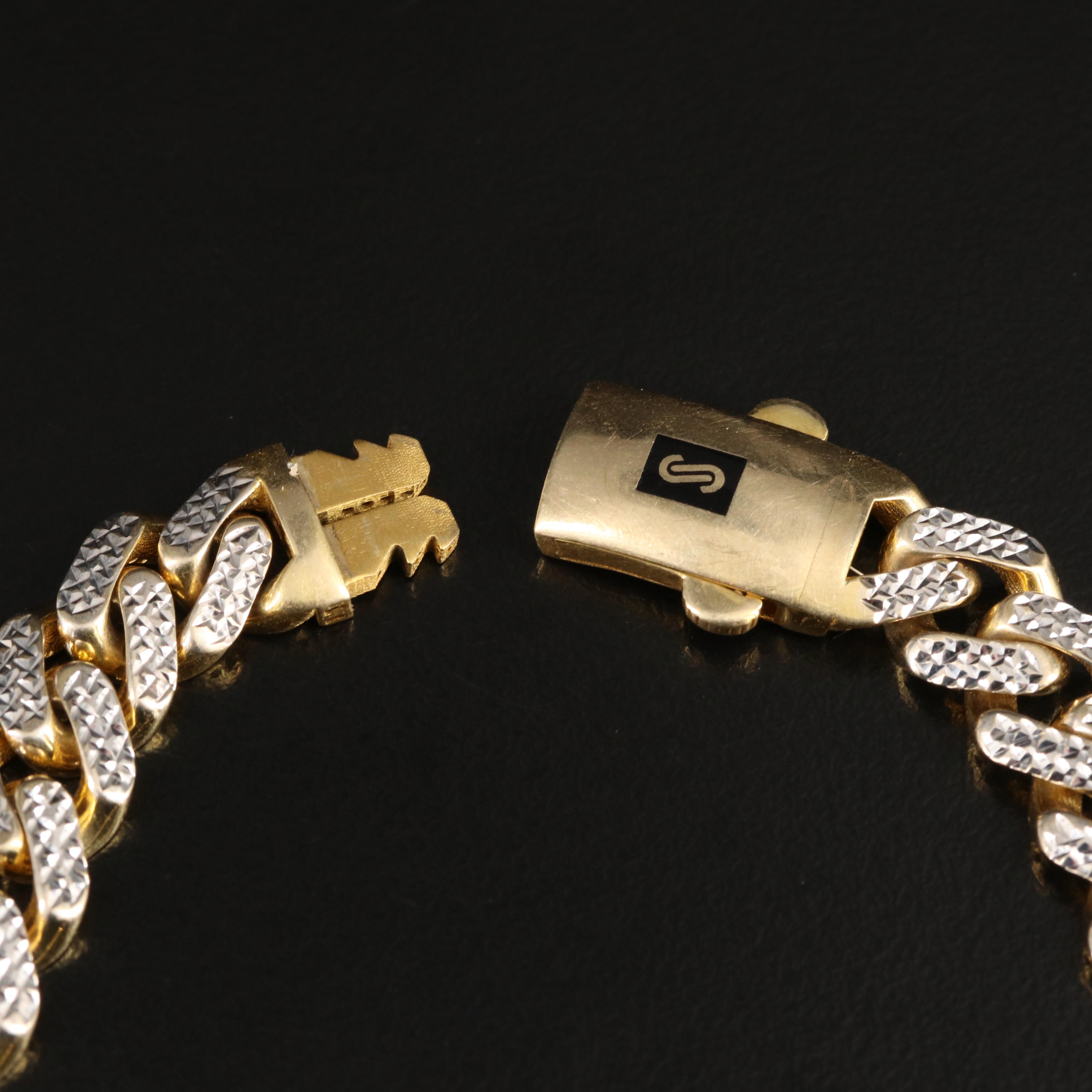 Oro Monaco 10K Curb Chain Bracelet with Diamond Cut Finish