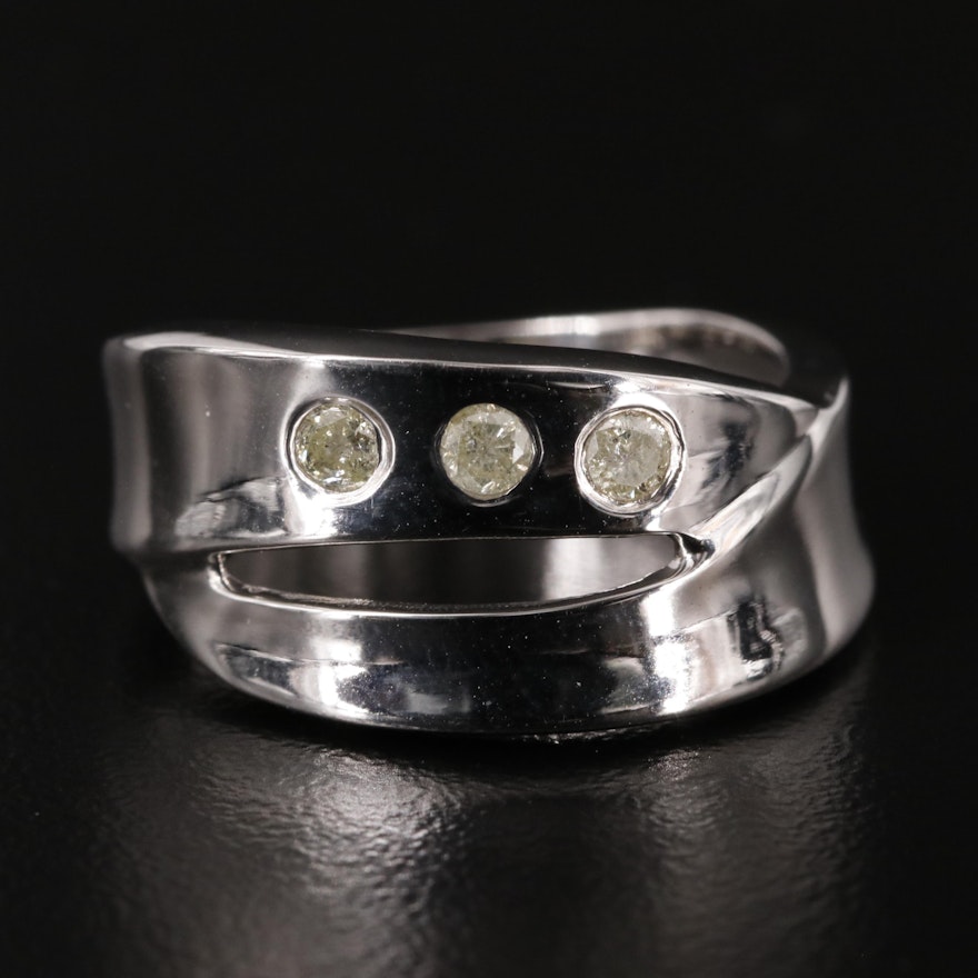 Sterling Diamond Crossover Ring