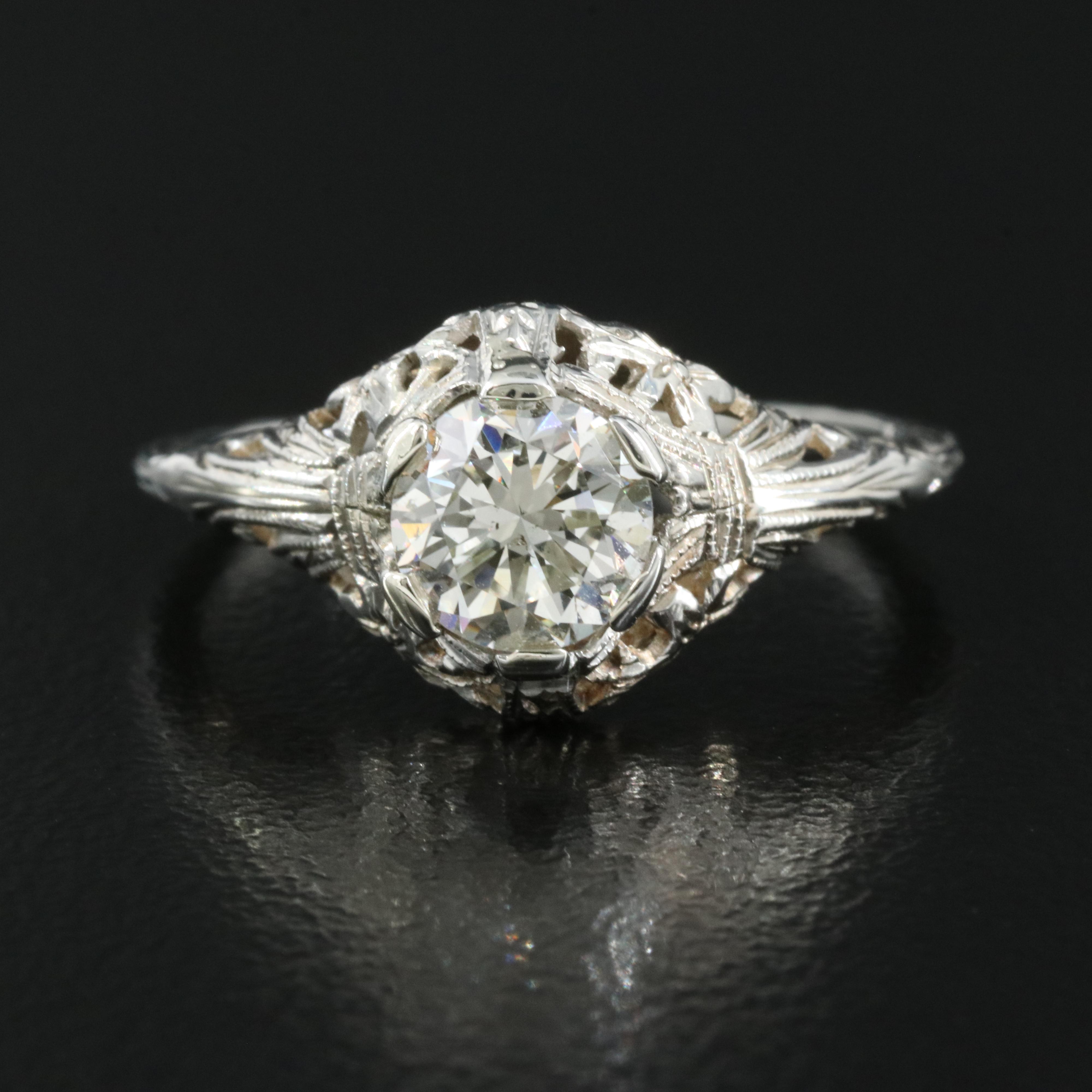 Vintage 18K 1.00 CT Diamond Solitaire Ring