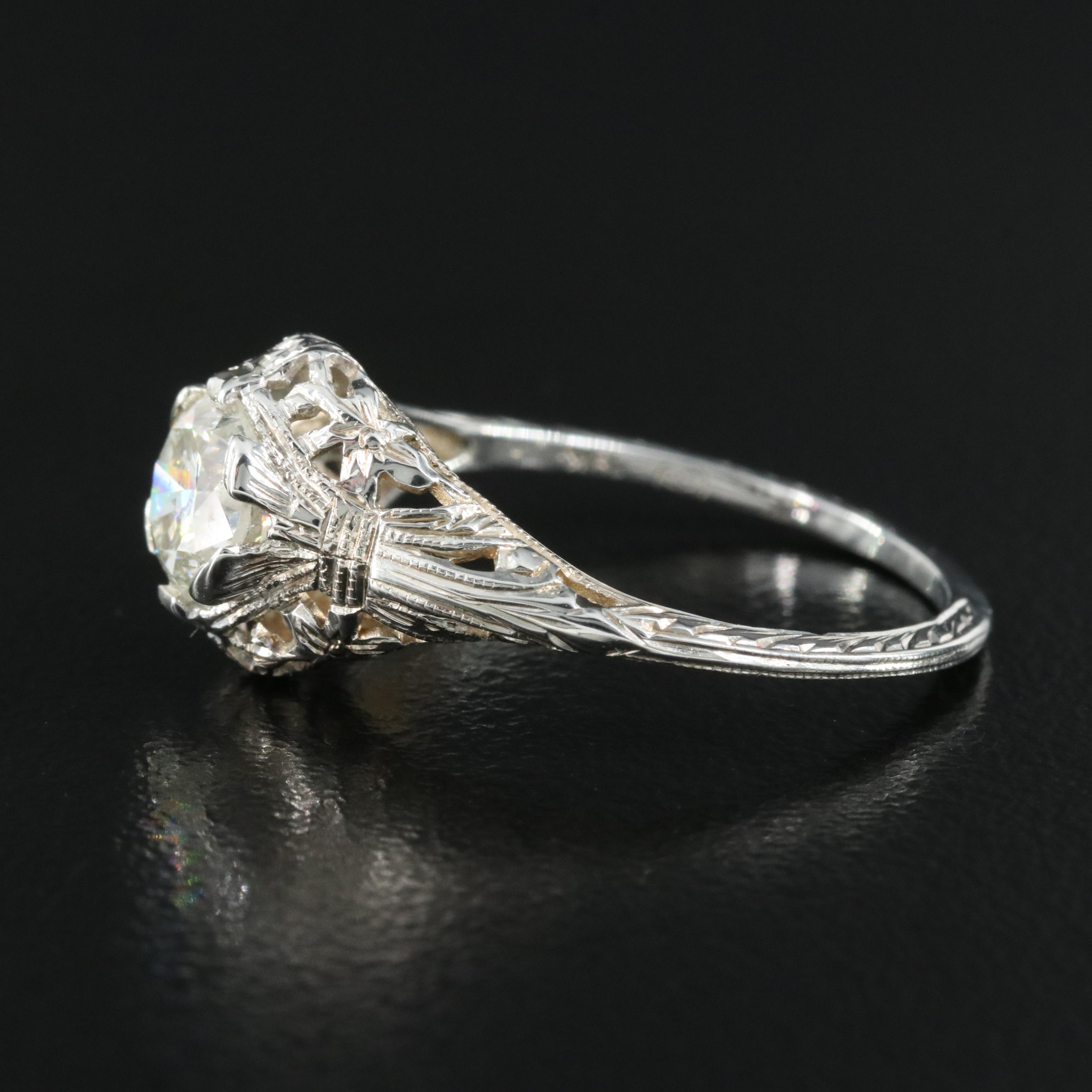Vintage 18K 1.00 CT Diamond Solitaire Ring