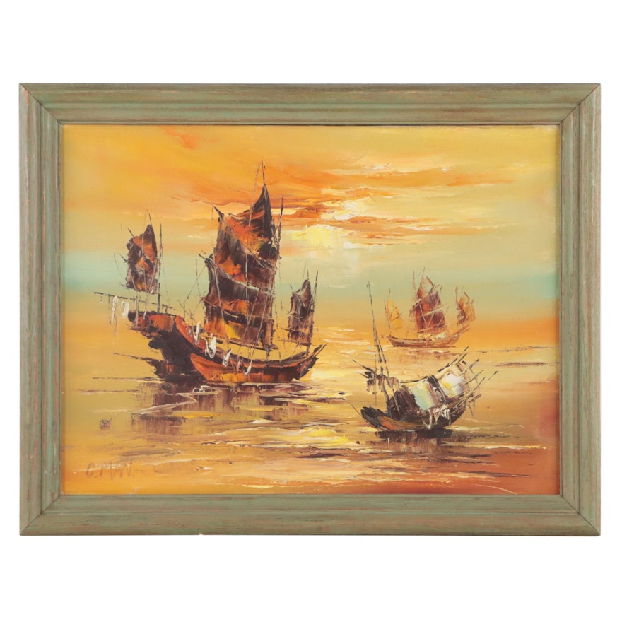 European School Oil Painting of a Seascape, Mid to Late 20th Century