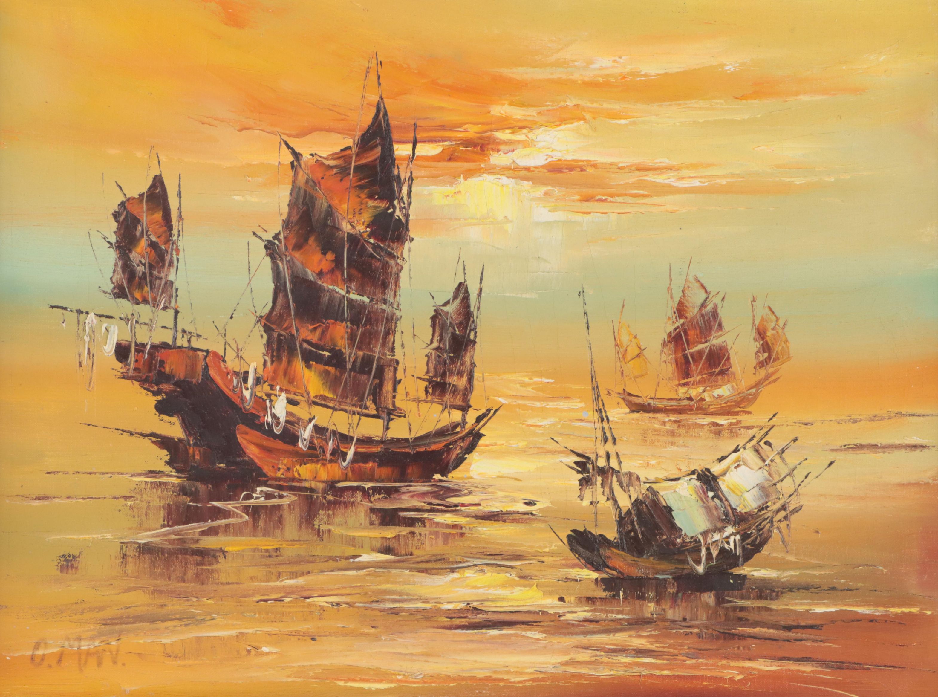 European School Oil Painting of a Seascape, Mid to Late 20th Century