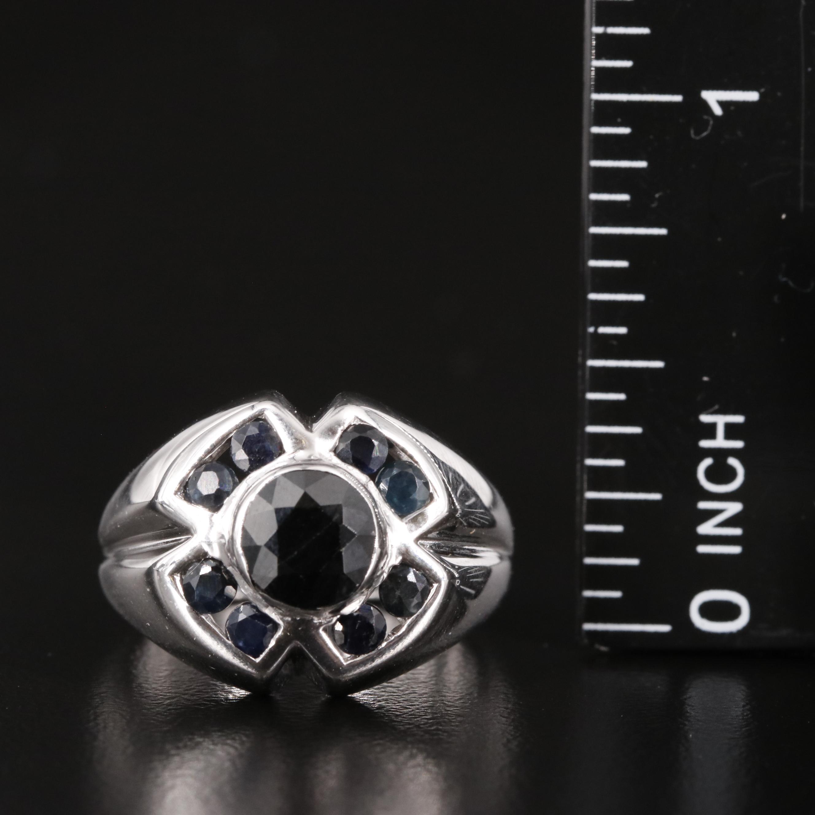Sterling Sapphire Flower Ring