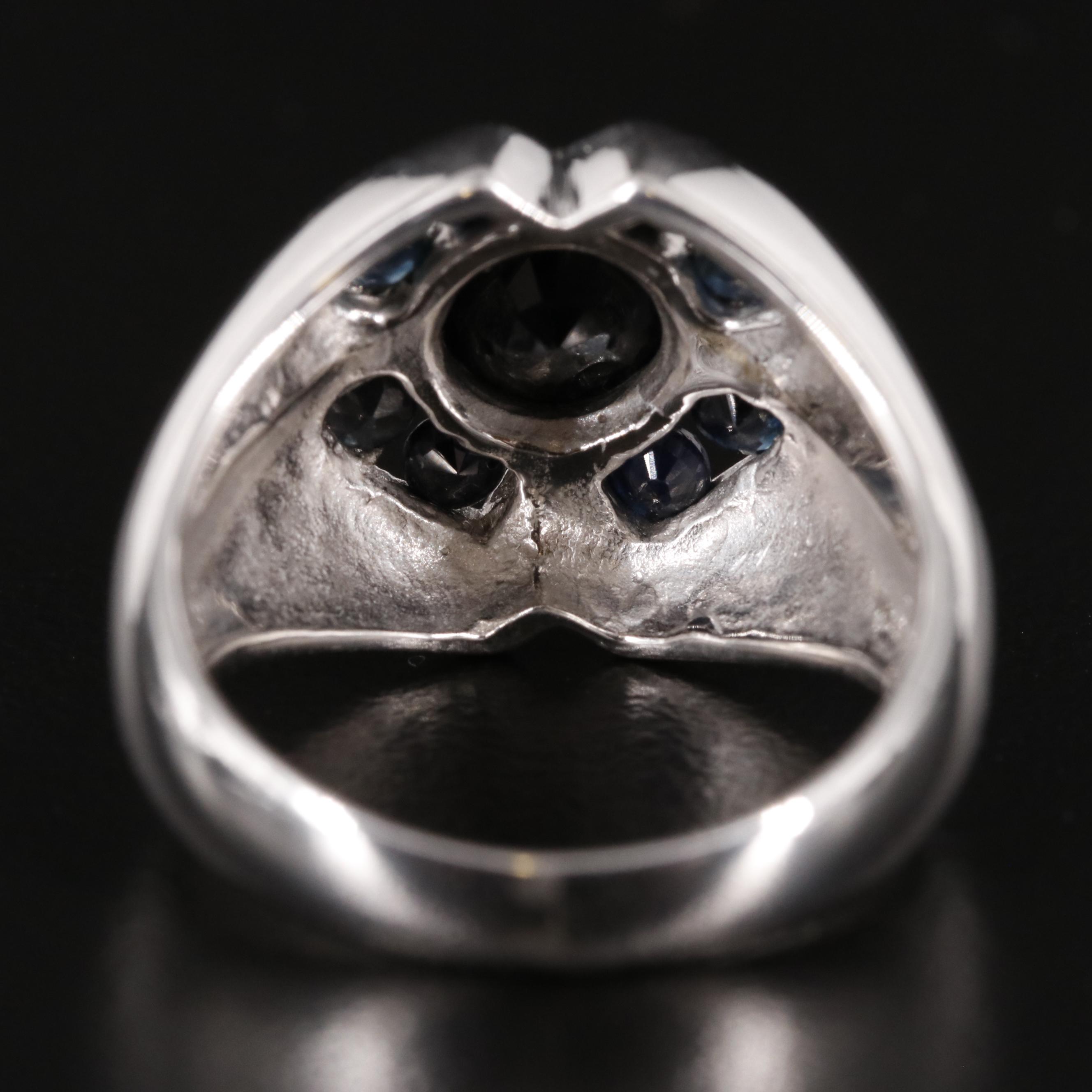 Sterling Sapphire Flower Ring