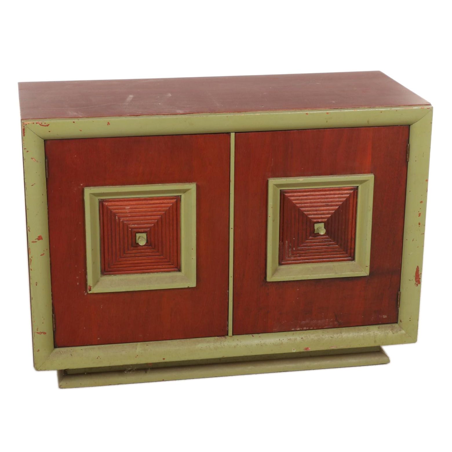 Art Deco Style Paint-Decorated Mahogany Cabinet, 20th Century