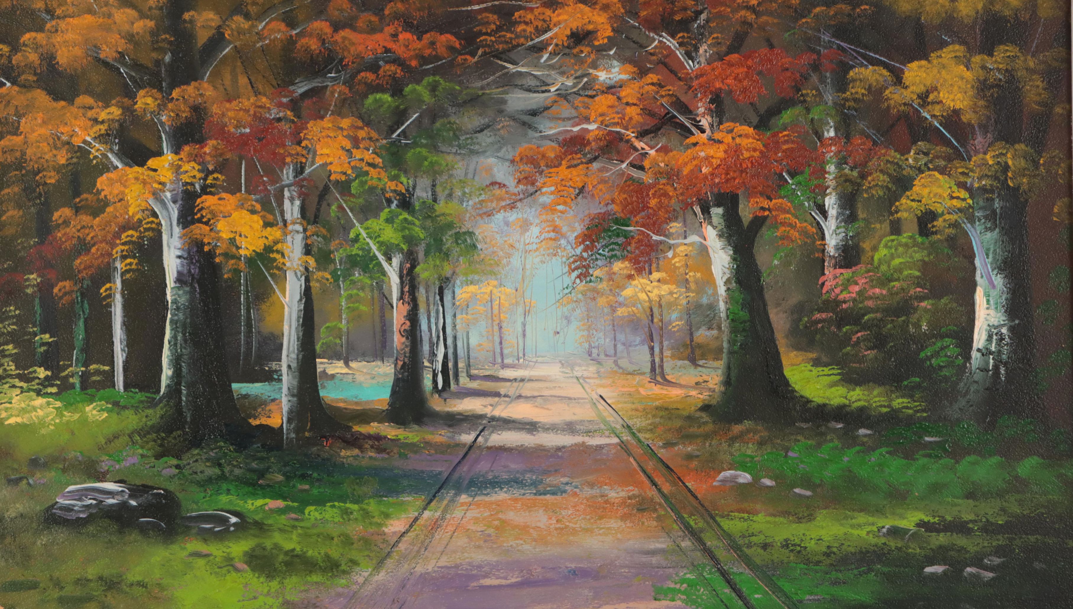 Landscape Acrylic Painting, Mid to Late 20th Century