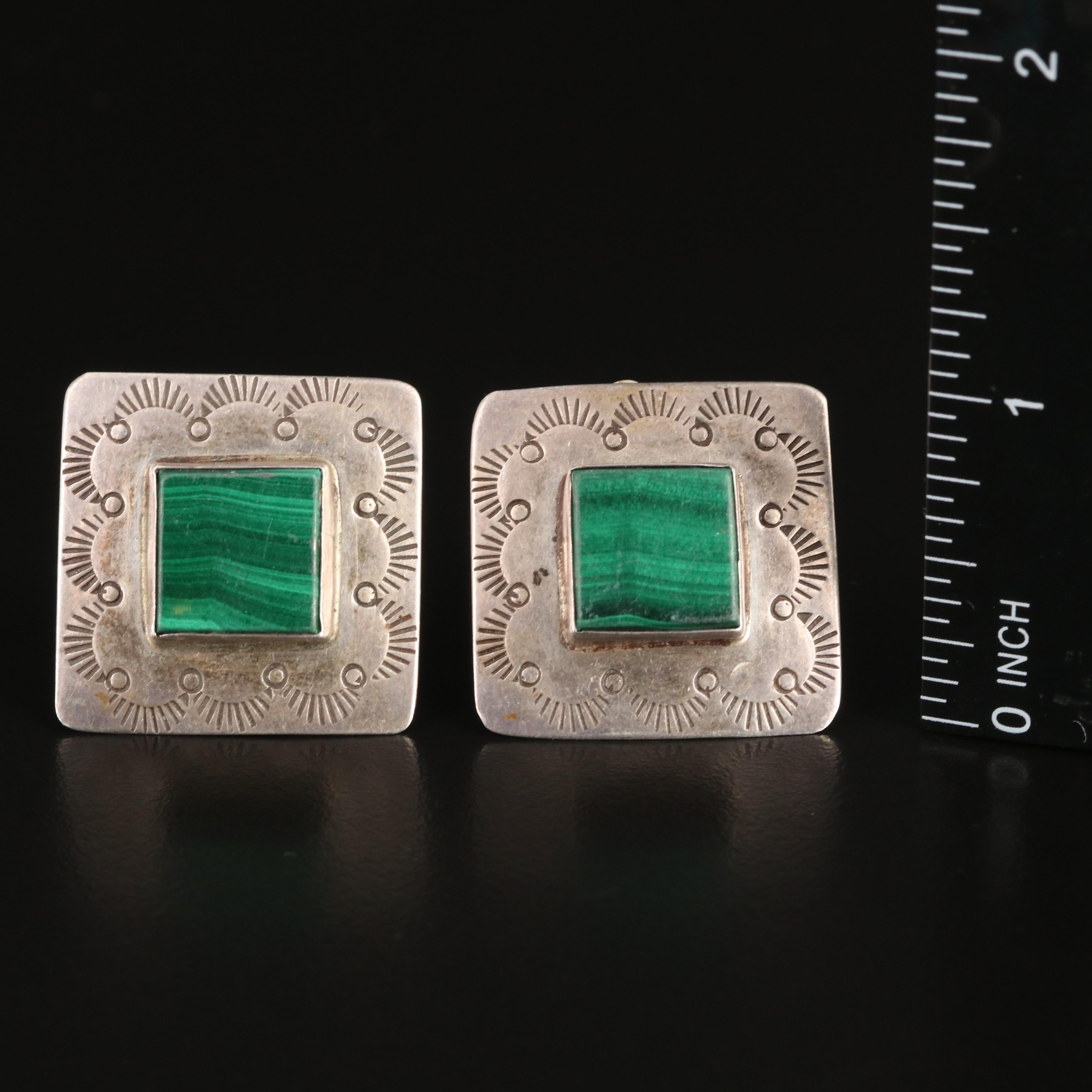 Southwestern Sterling Earrings Including Malachite and Spiny Oyster