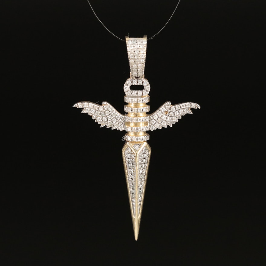 10K 0.23 CTW Diamond Winged Dagger Pendant