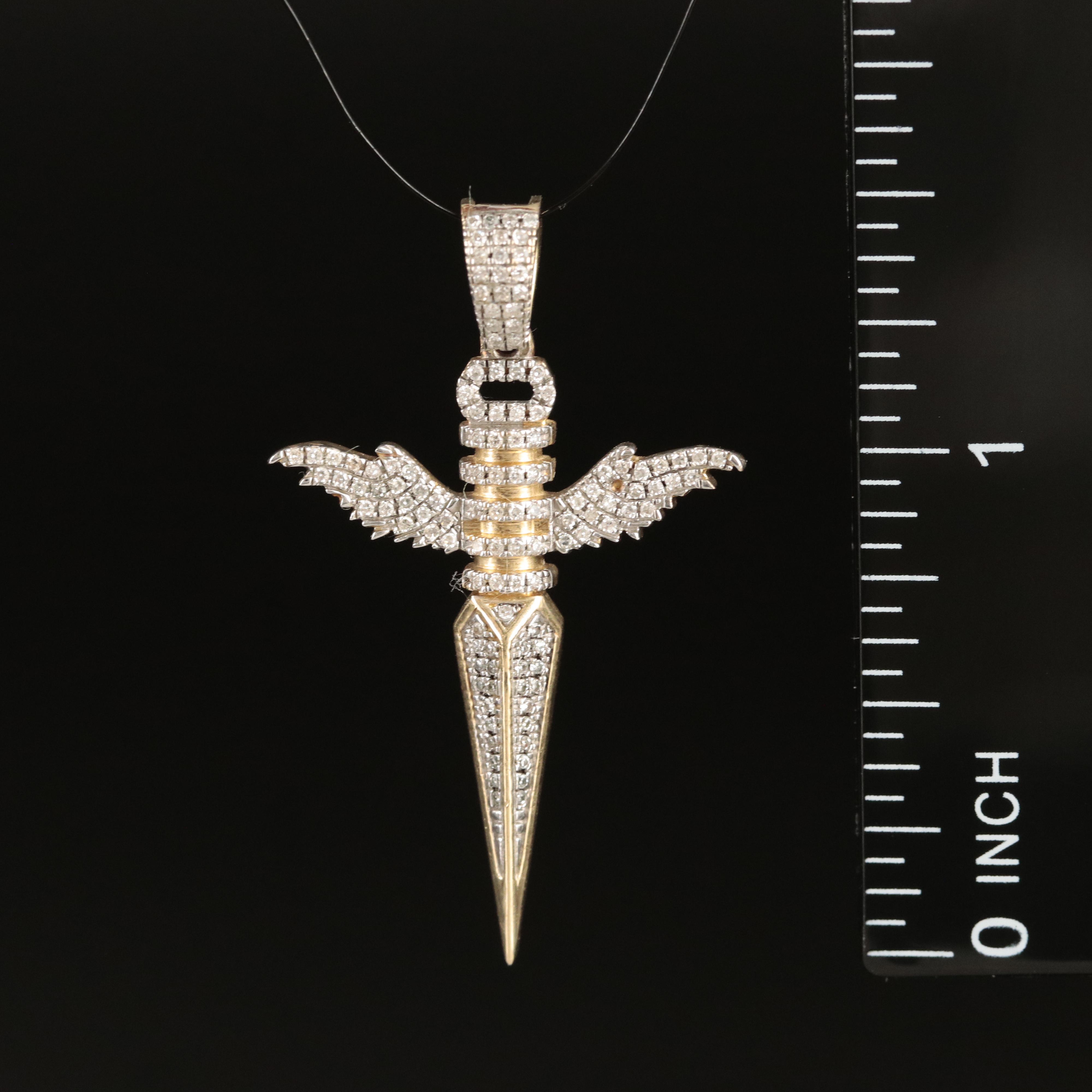 10K 0.23 CTW Diamond Winged Dagger Pendant