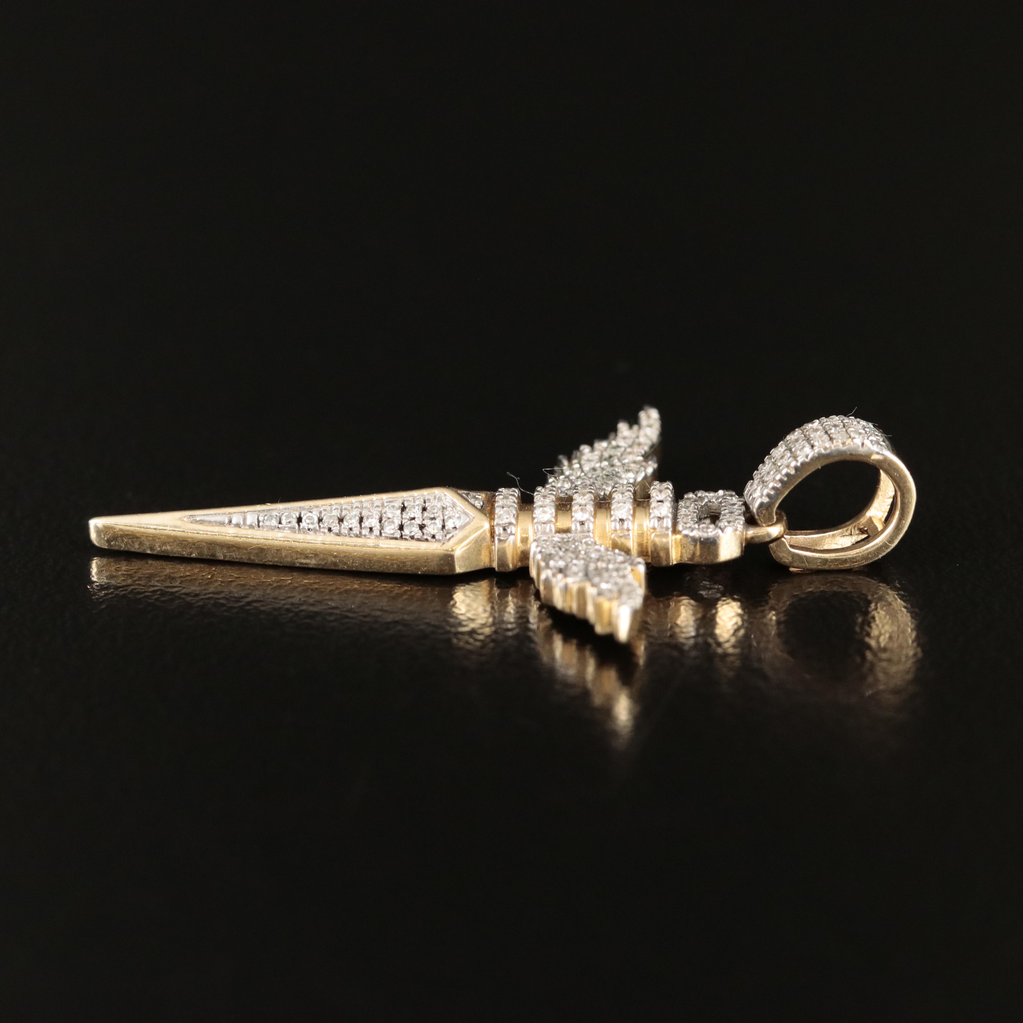 10K 0.23 CTW Diamond Winged Dagger Pendant