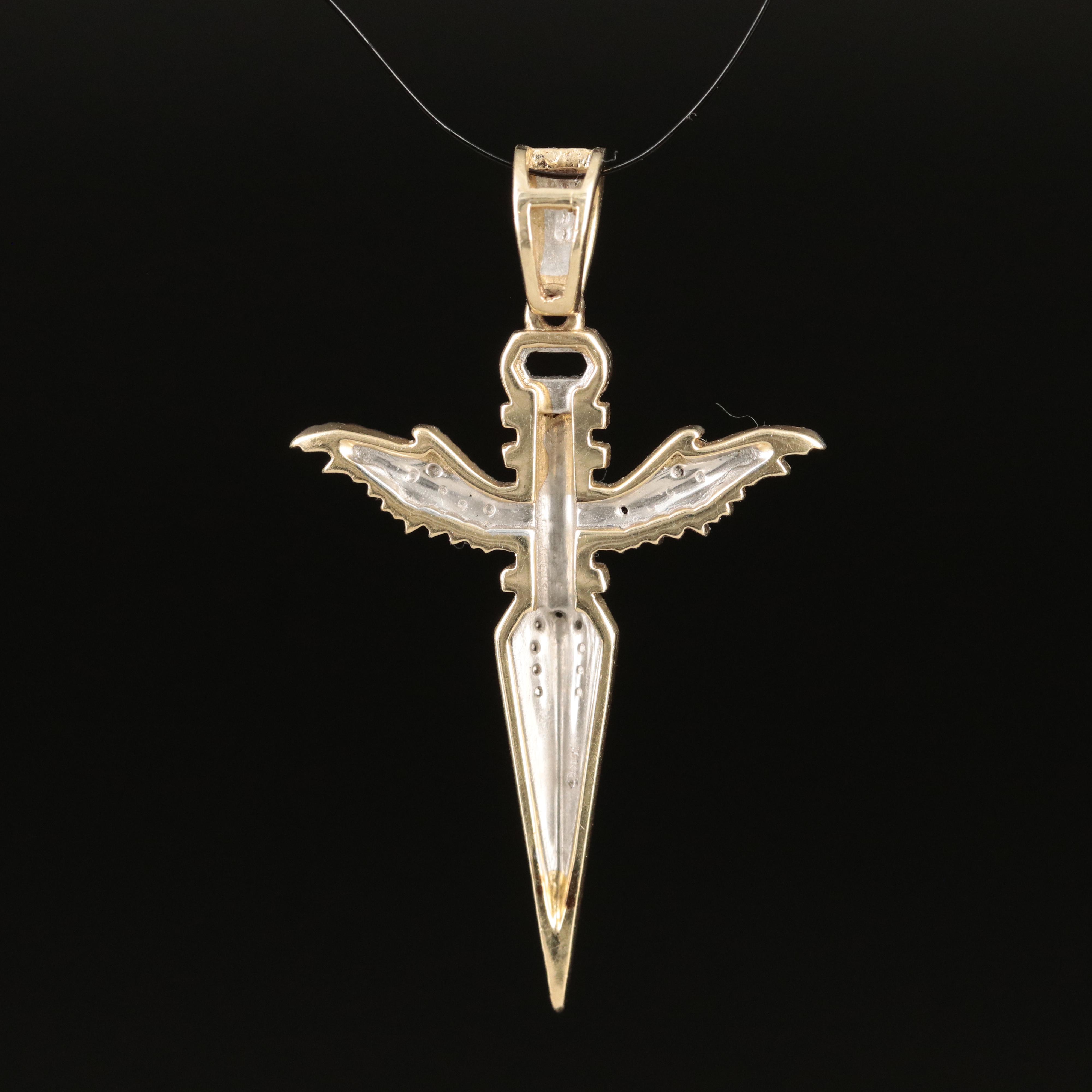 10K 0.23 CTW Diamond Winged Dagger Pendant