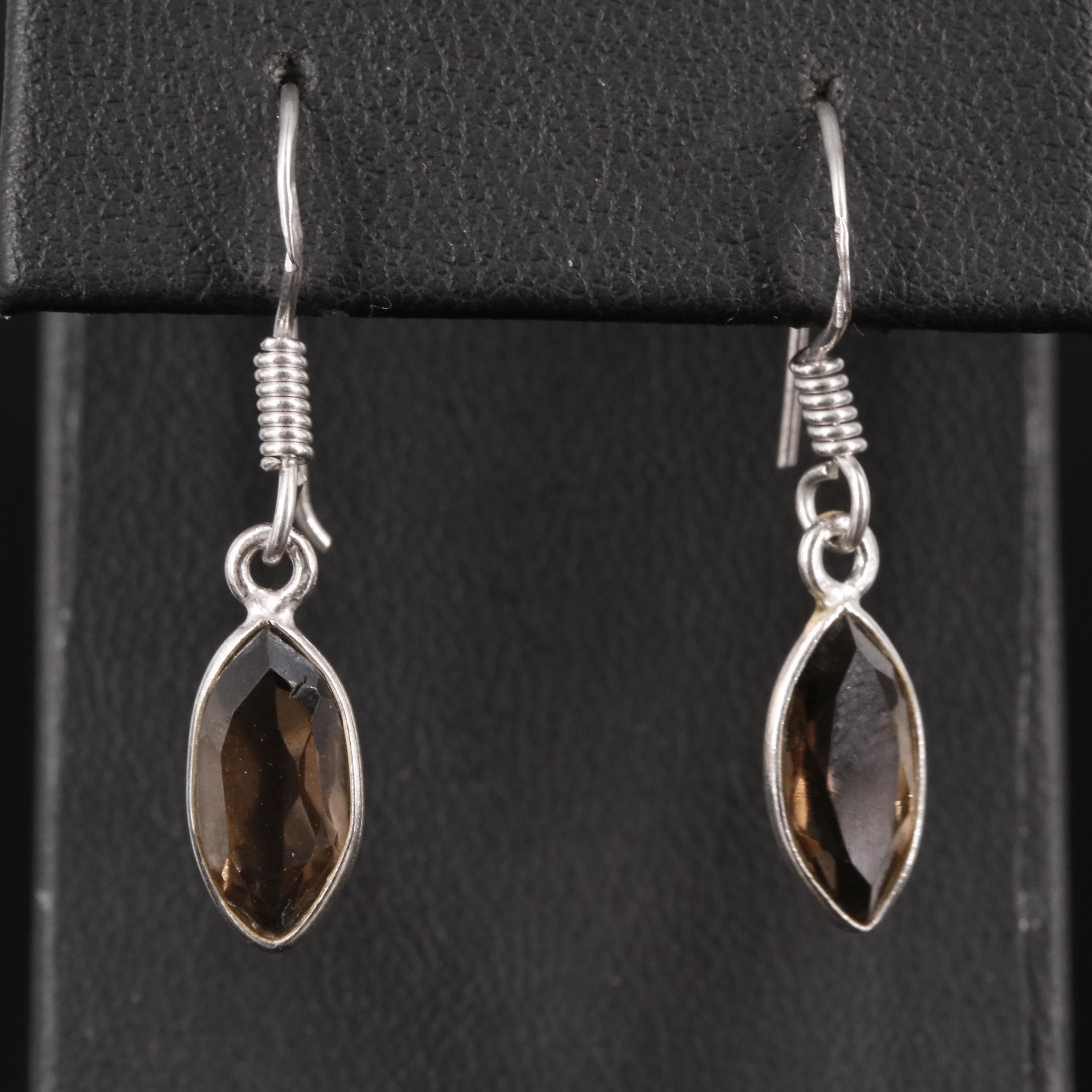 Sterling Smoky Quartz Dangle Earrings