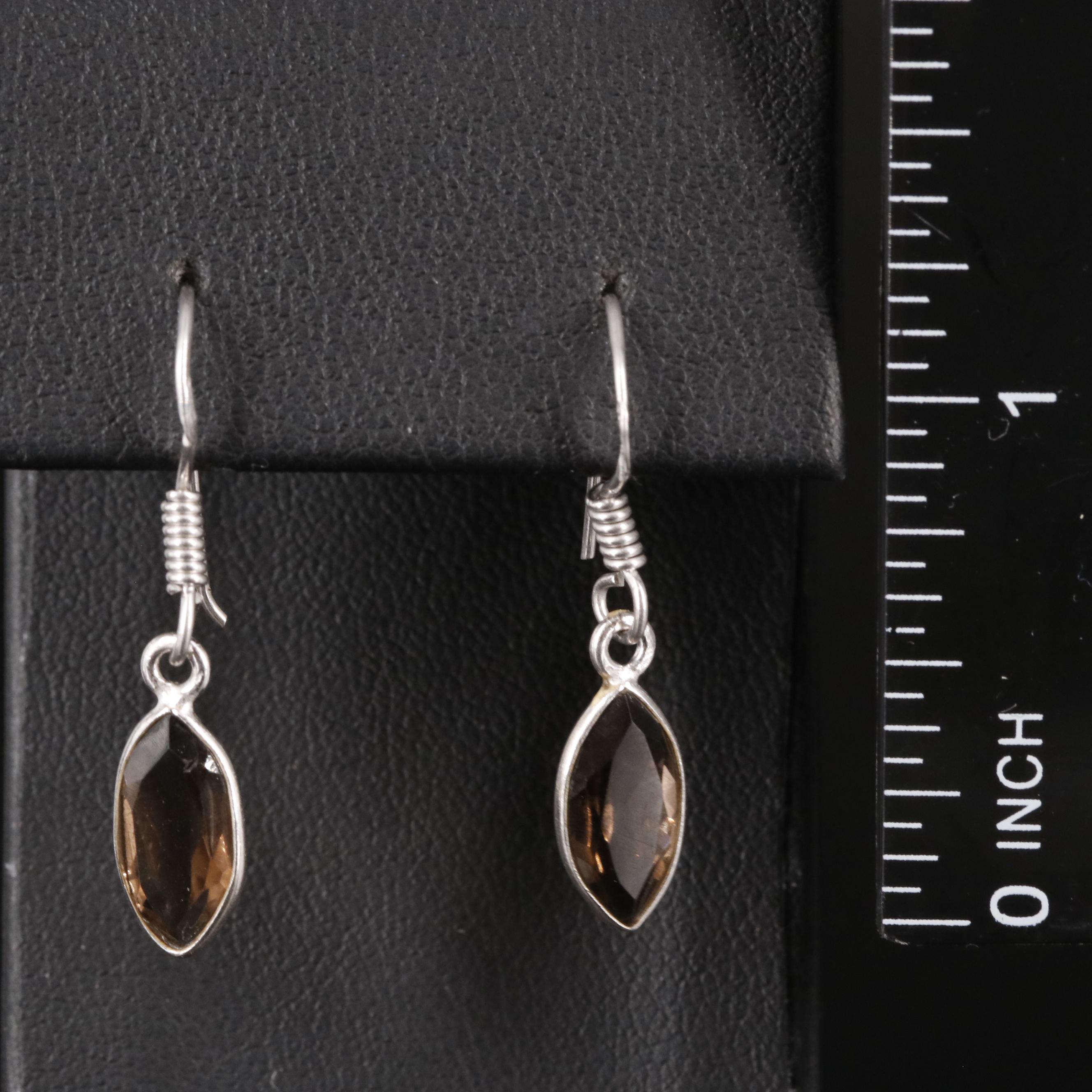Sterling Smoky Quartz Dangle Earrings