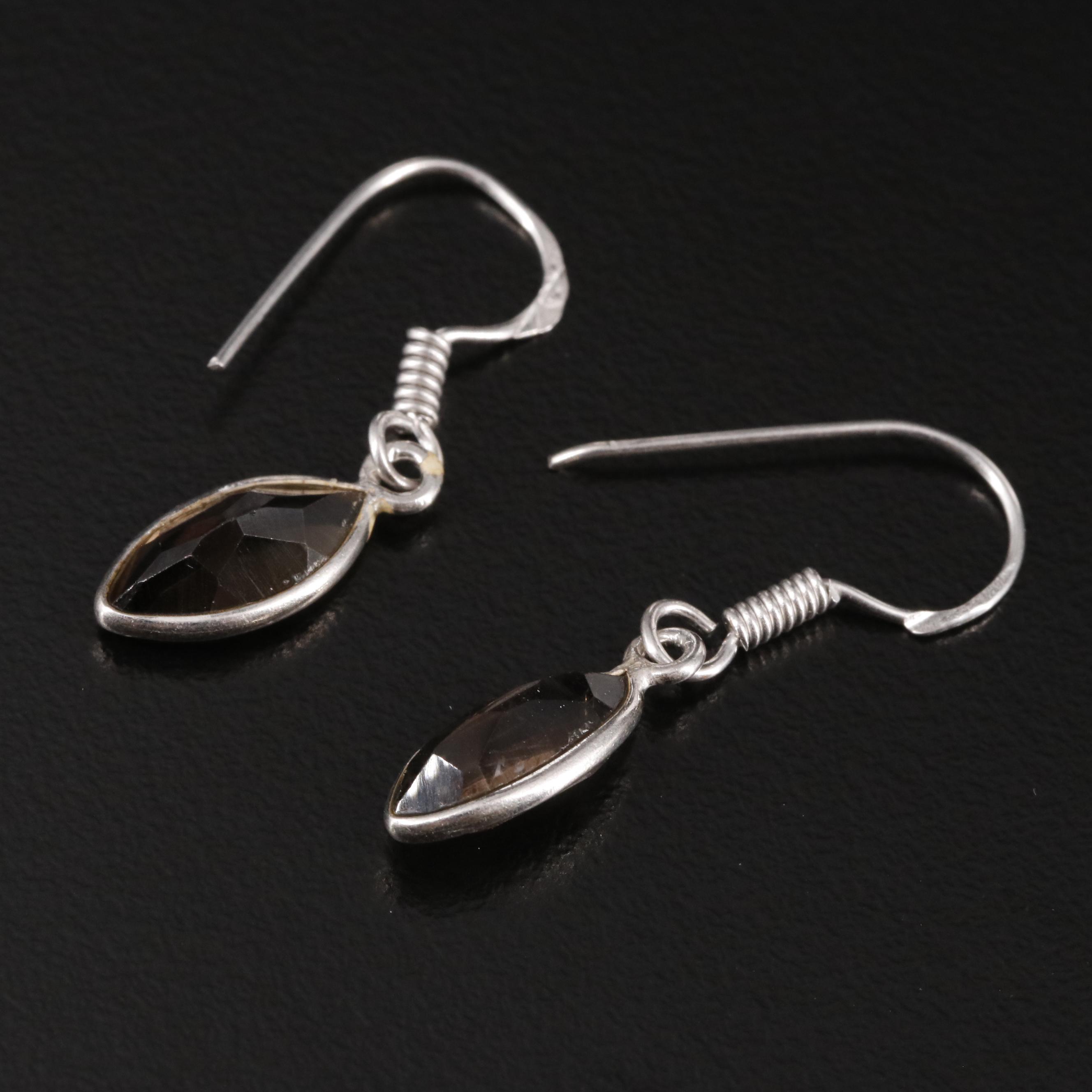 Sterling Smoky Quartz Dangle Earrings
