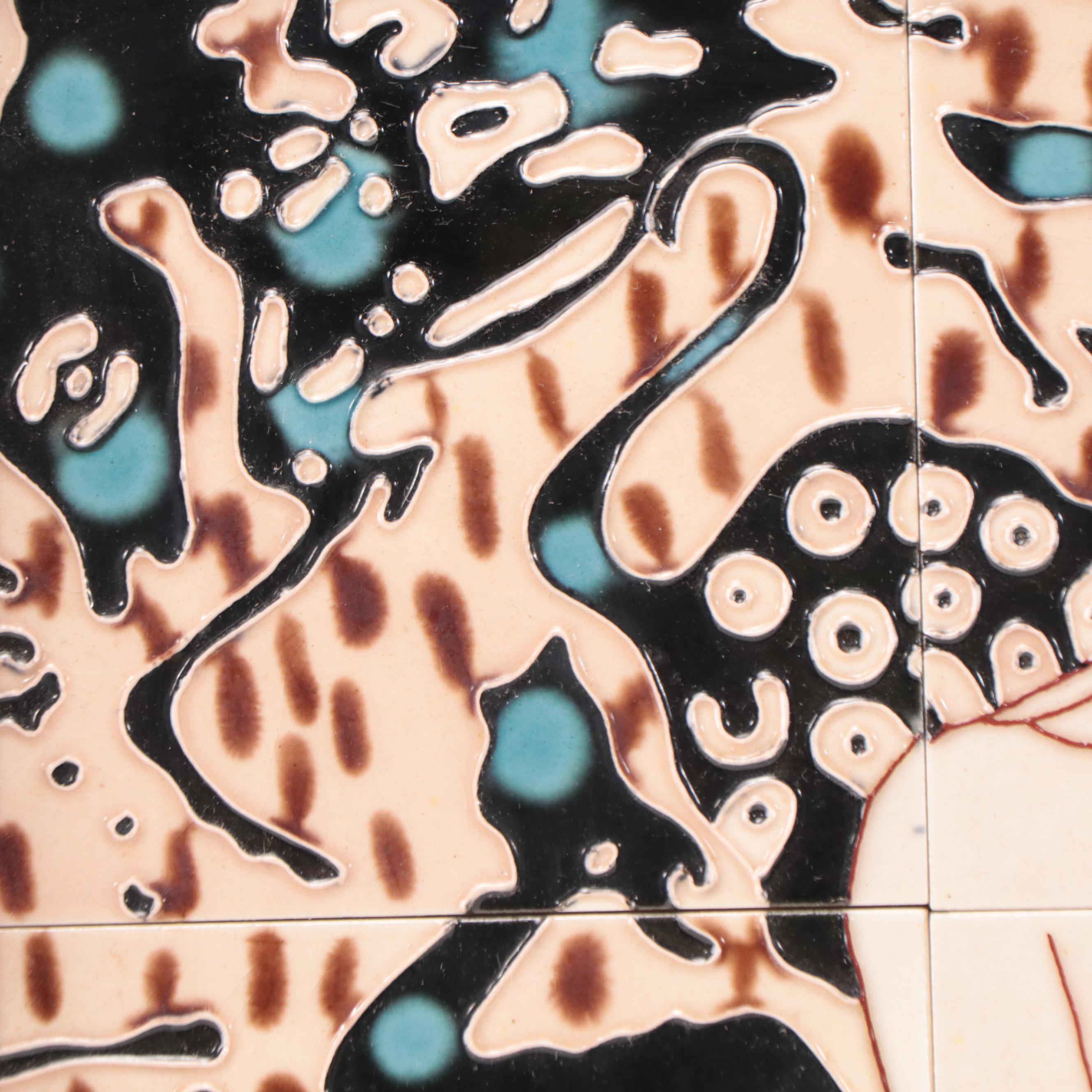 Art Deco Style Figurative Ceramic Tilework Panel