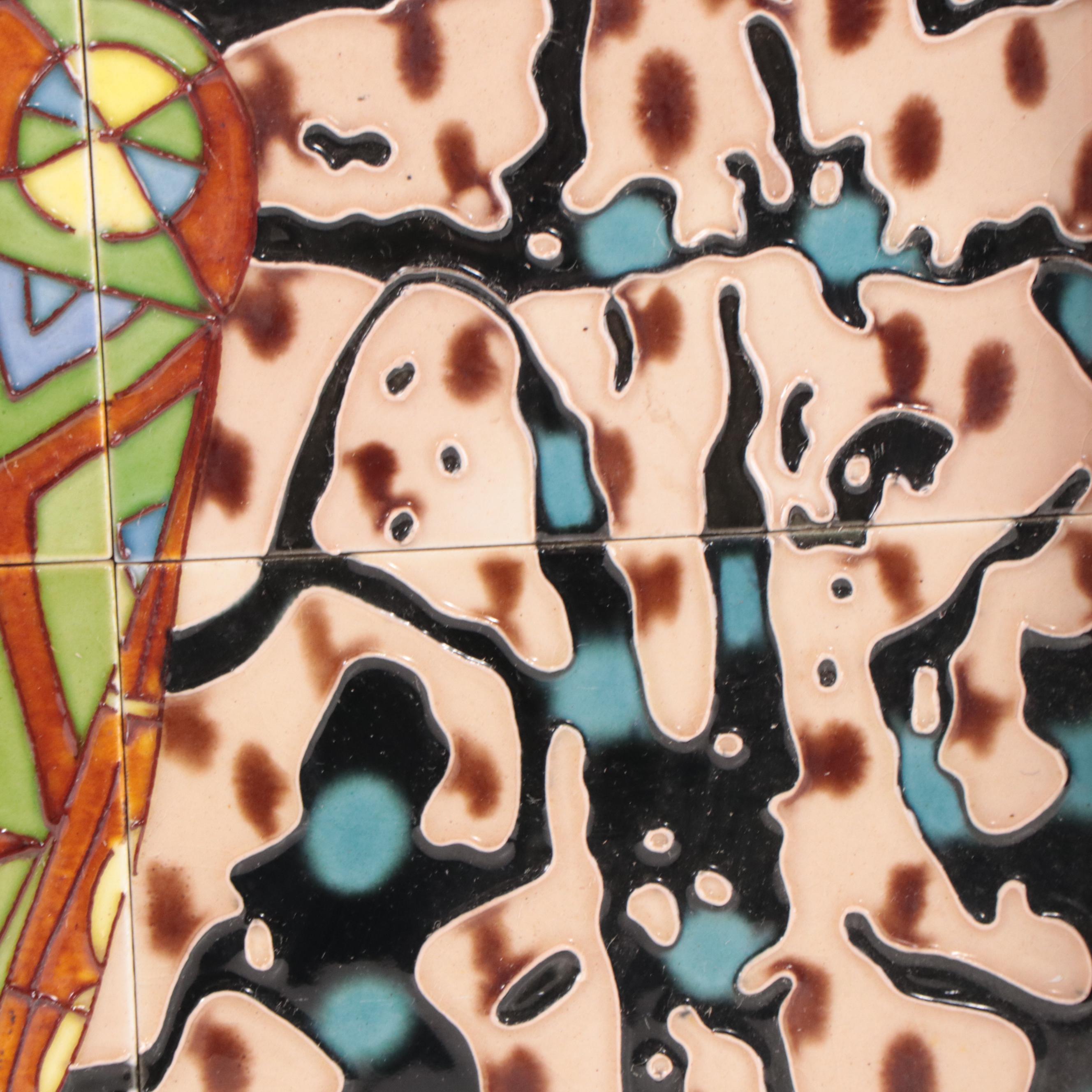 Art Deco Style Figurative Ceramic Tilework Panel