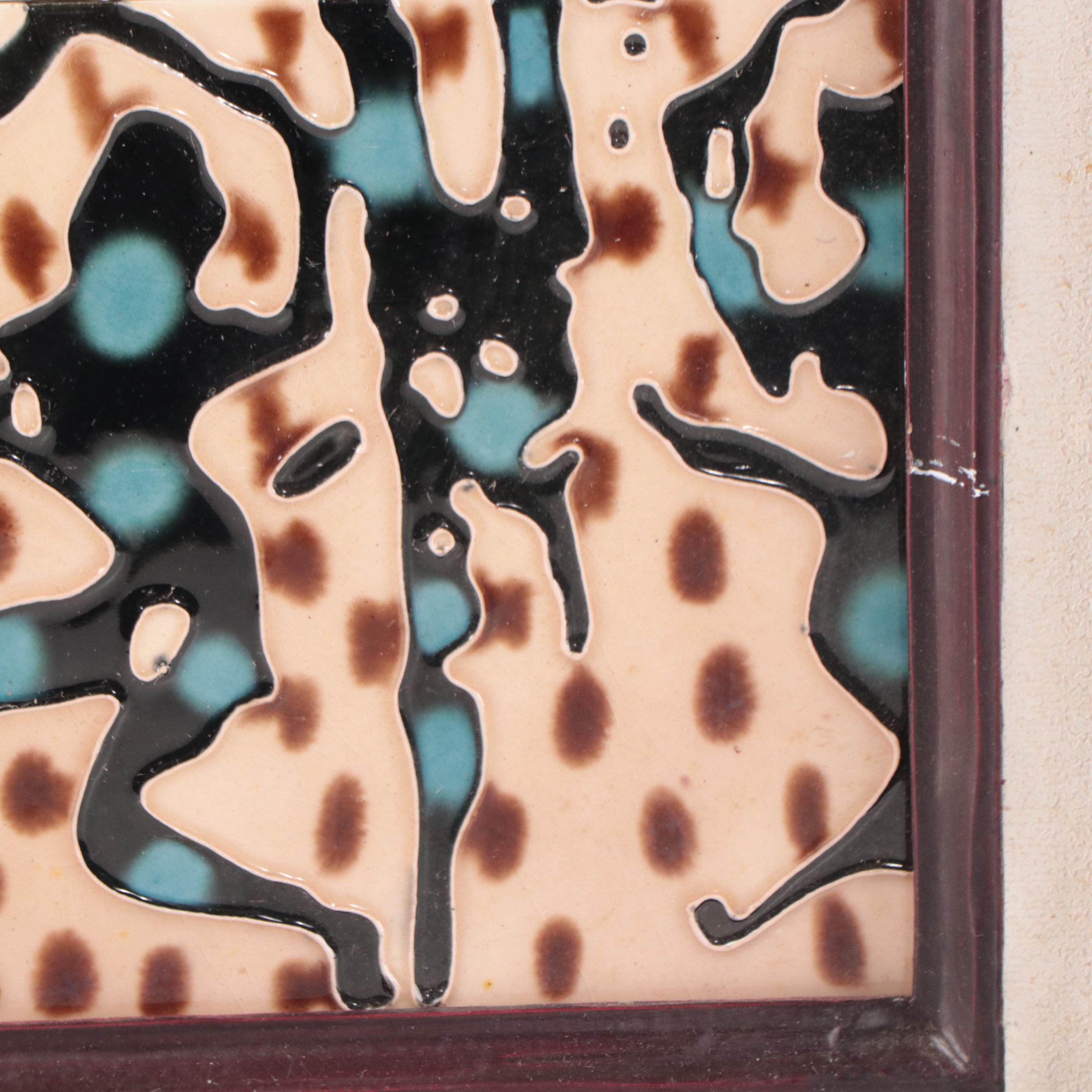 Art Deco Style Figurative Ceramic Tilework Panel