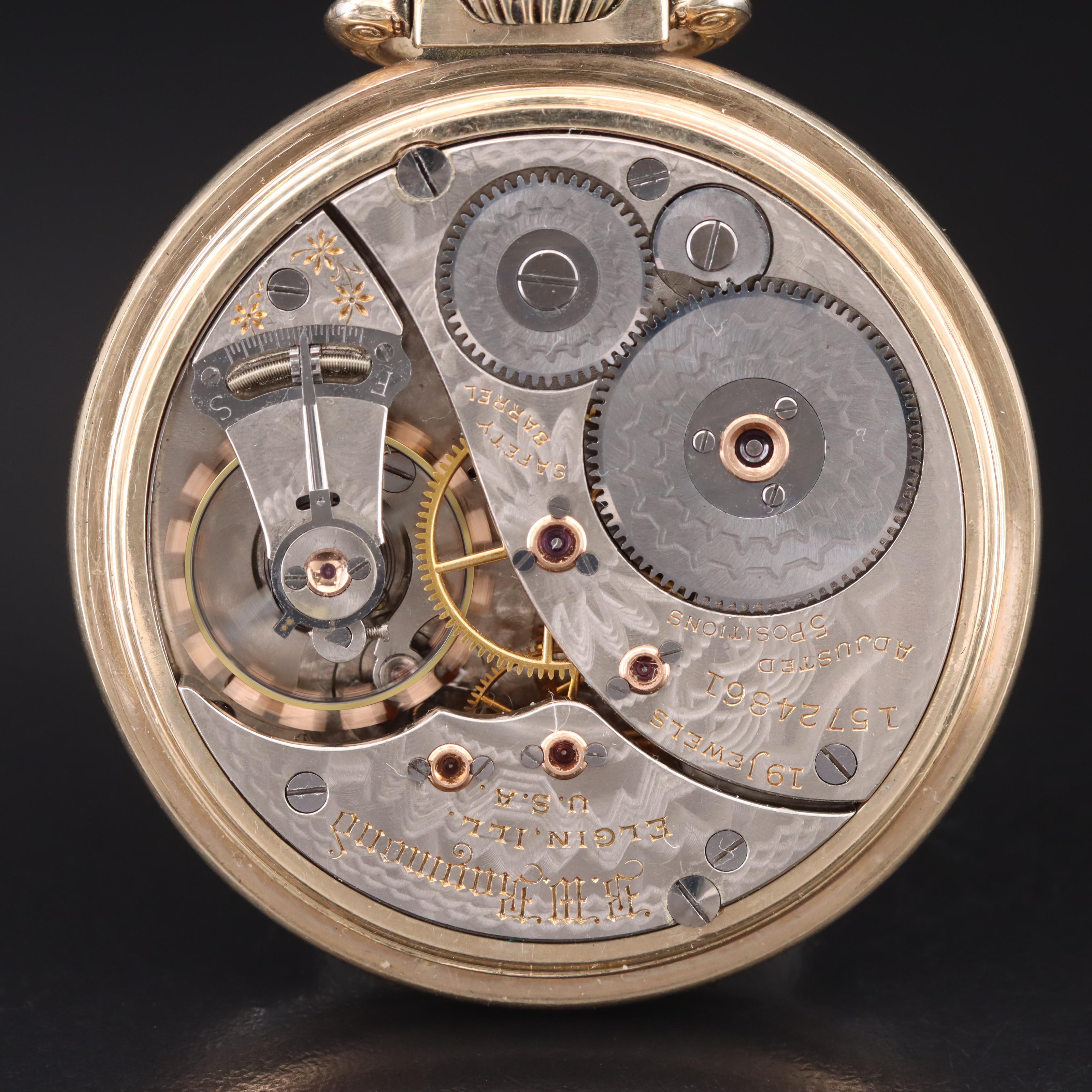 1911 Elgin Railroad B.W. Raymond Pocket Watch with Chatelaine