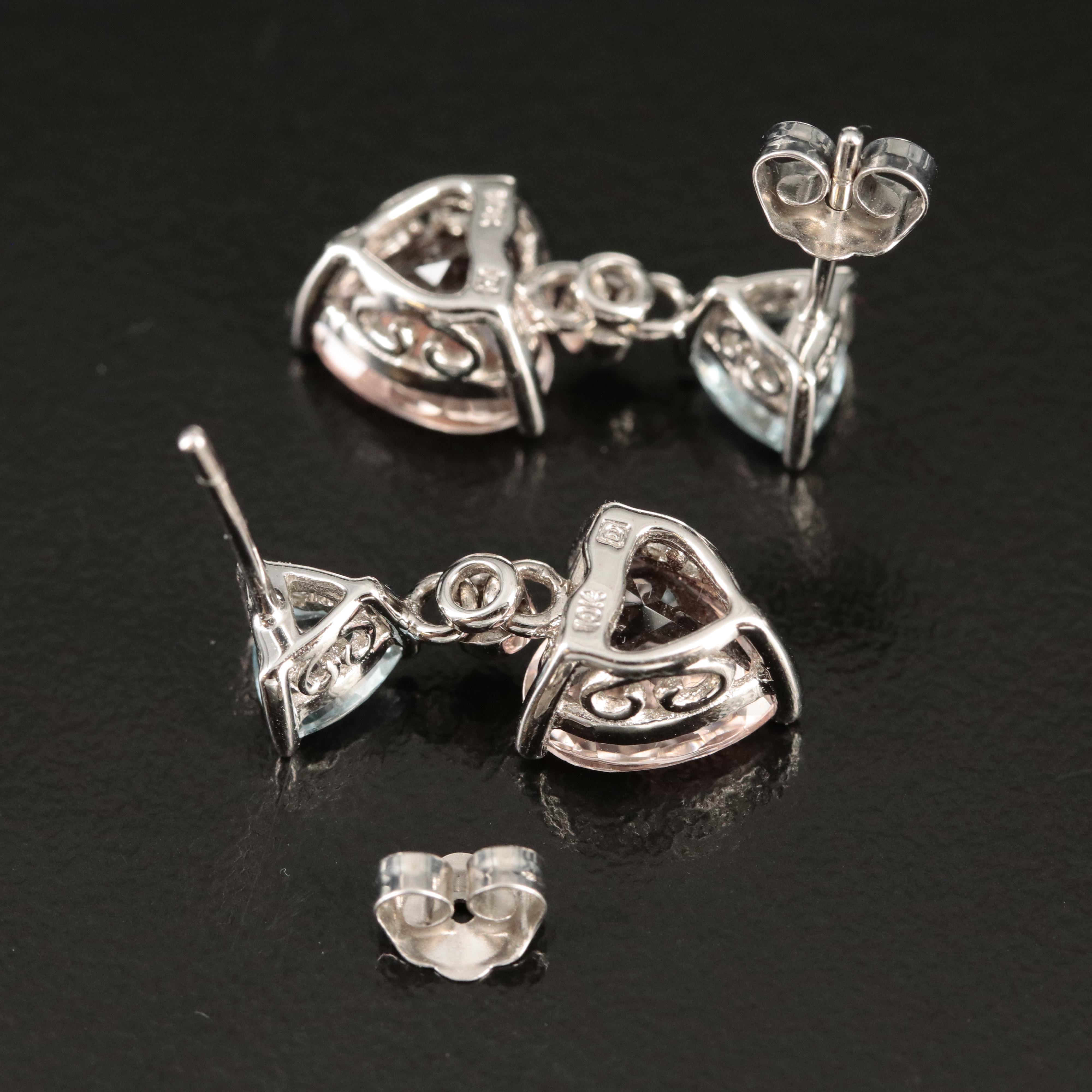 10K Topaz, Morganite Heart and Diamond Earrings