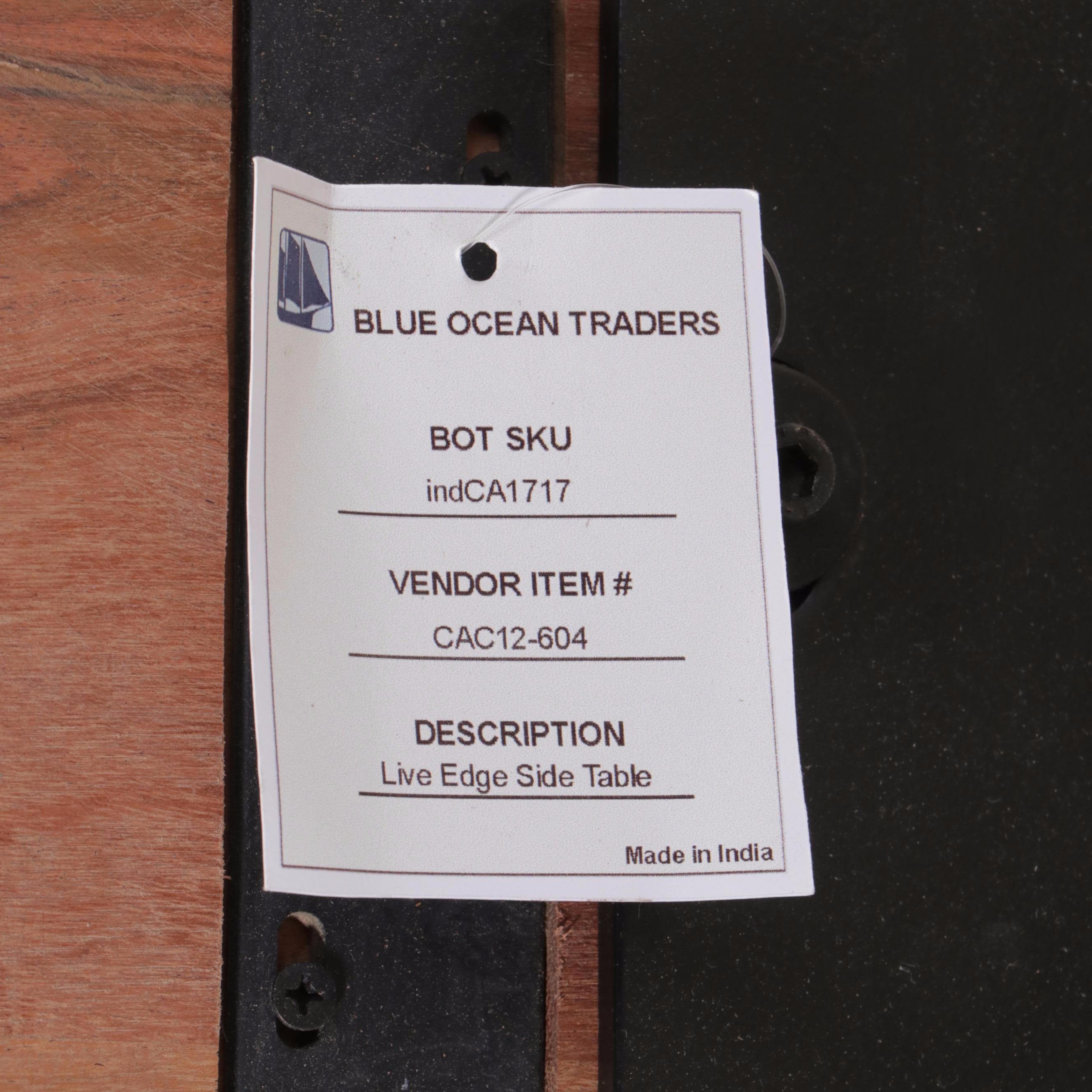 Modernist Style Metal and Live Edge Top Side Table