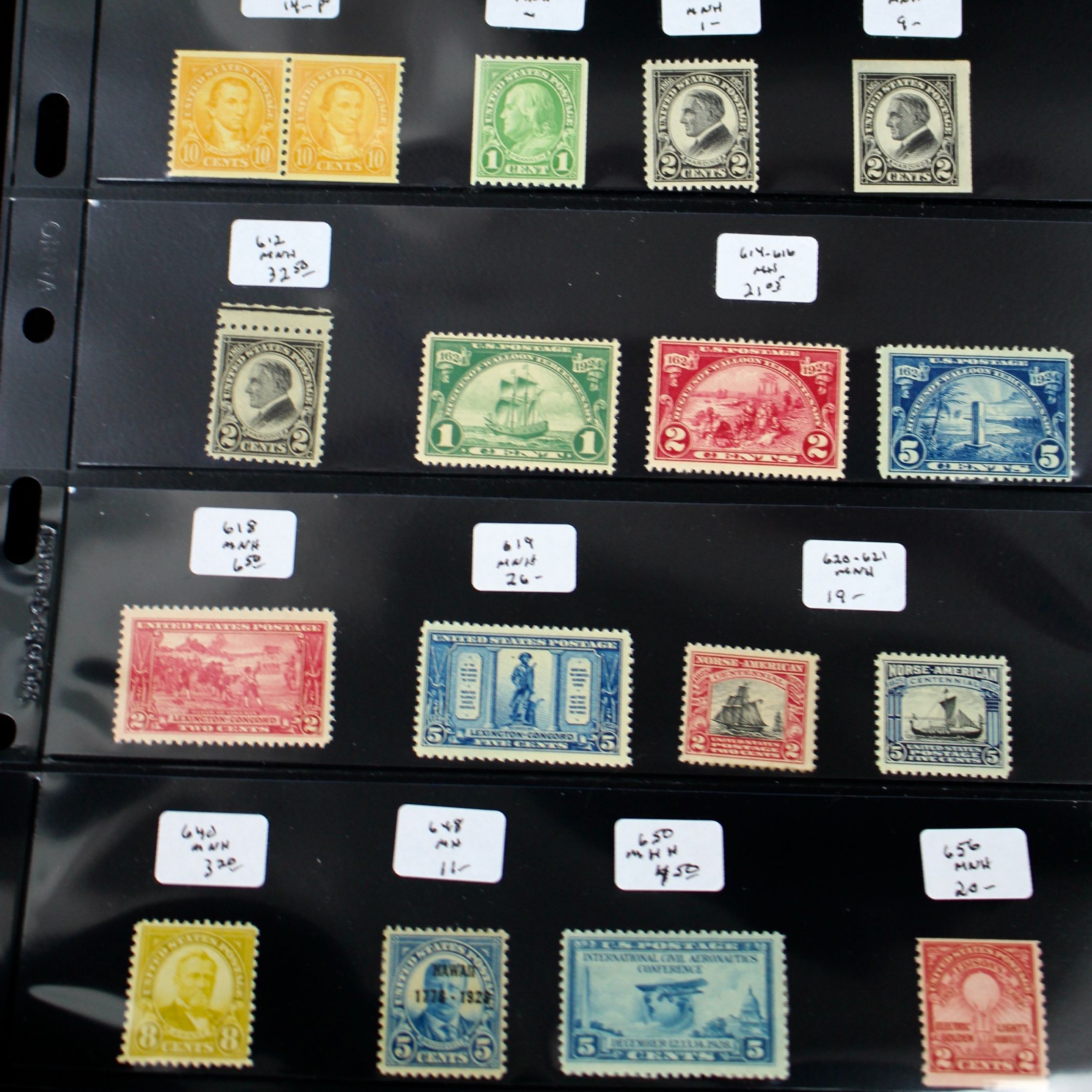 Thirty-One U.S. Mint and MNH Postage Stamps