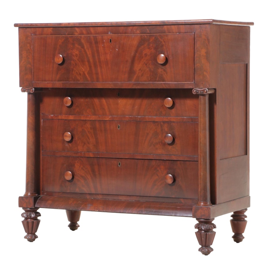 American Classical Mahogany and Cherrywood Four-Drawer Chest, Mid-19th Century