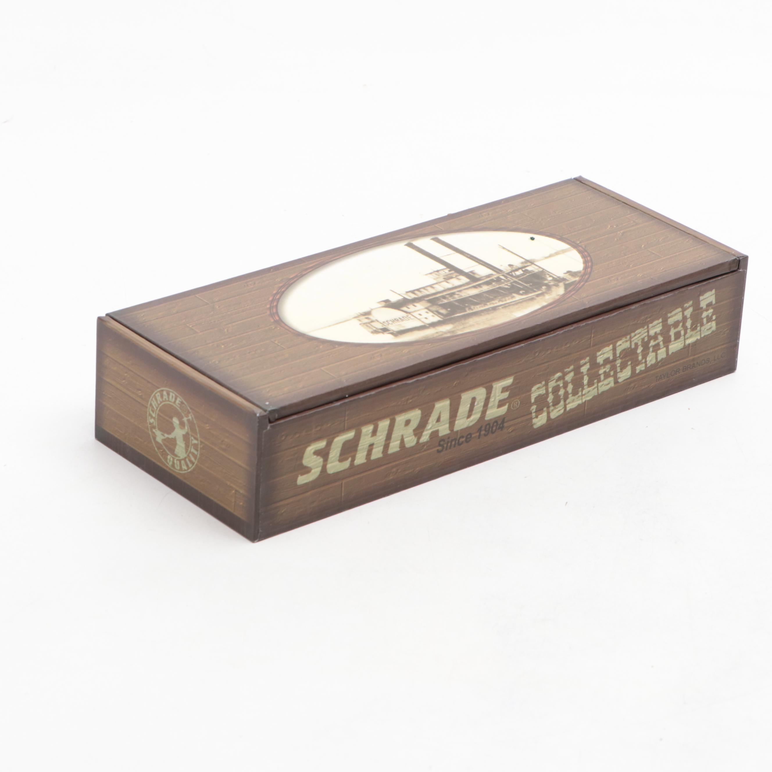 Schrade "Golden Spike" Fixed Blade Knife and Mother-of-Pearl Folding Knife