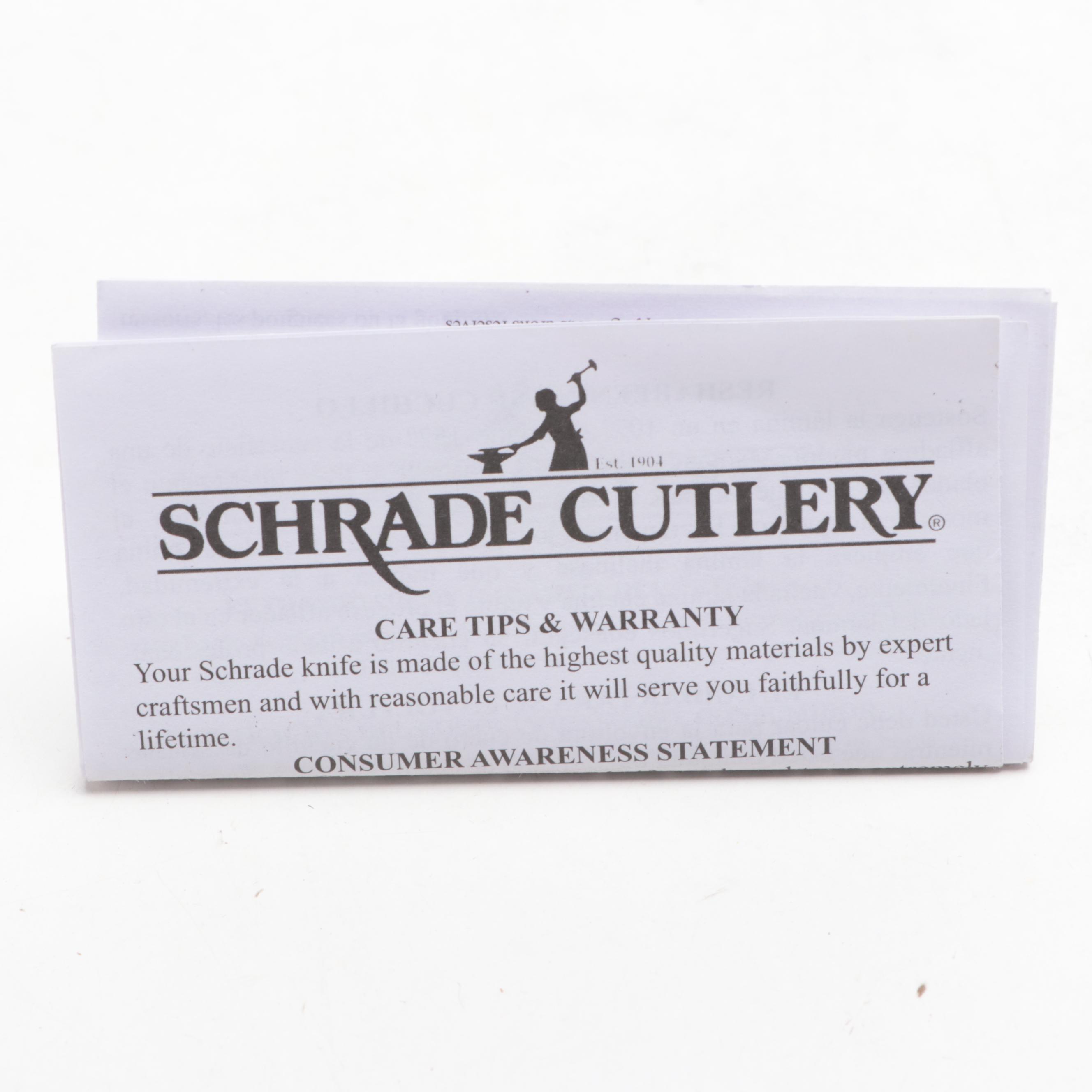 Schrade "Golden Spike" Fixed Blade Knife and Mother-of-Pearl Folding Knife