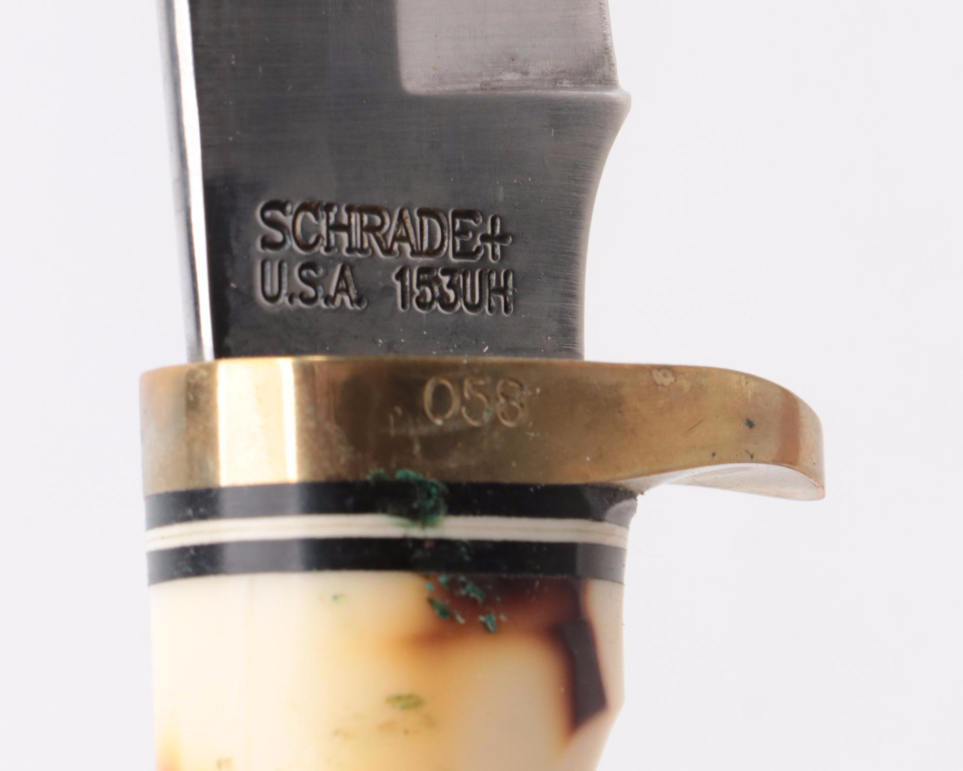 Schrade "Golden Spike" Fixed Blade Knife and Mother-of-Pearl Folding Knife