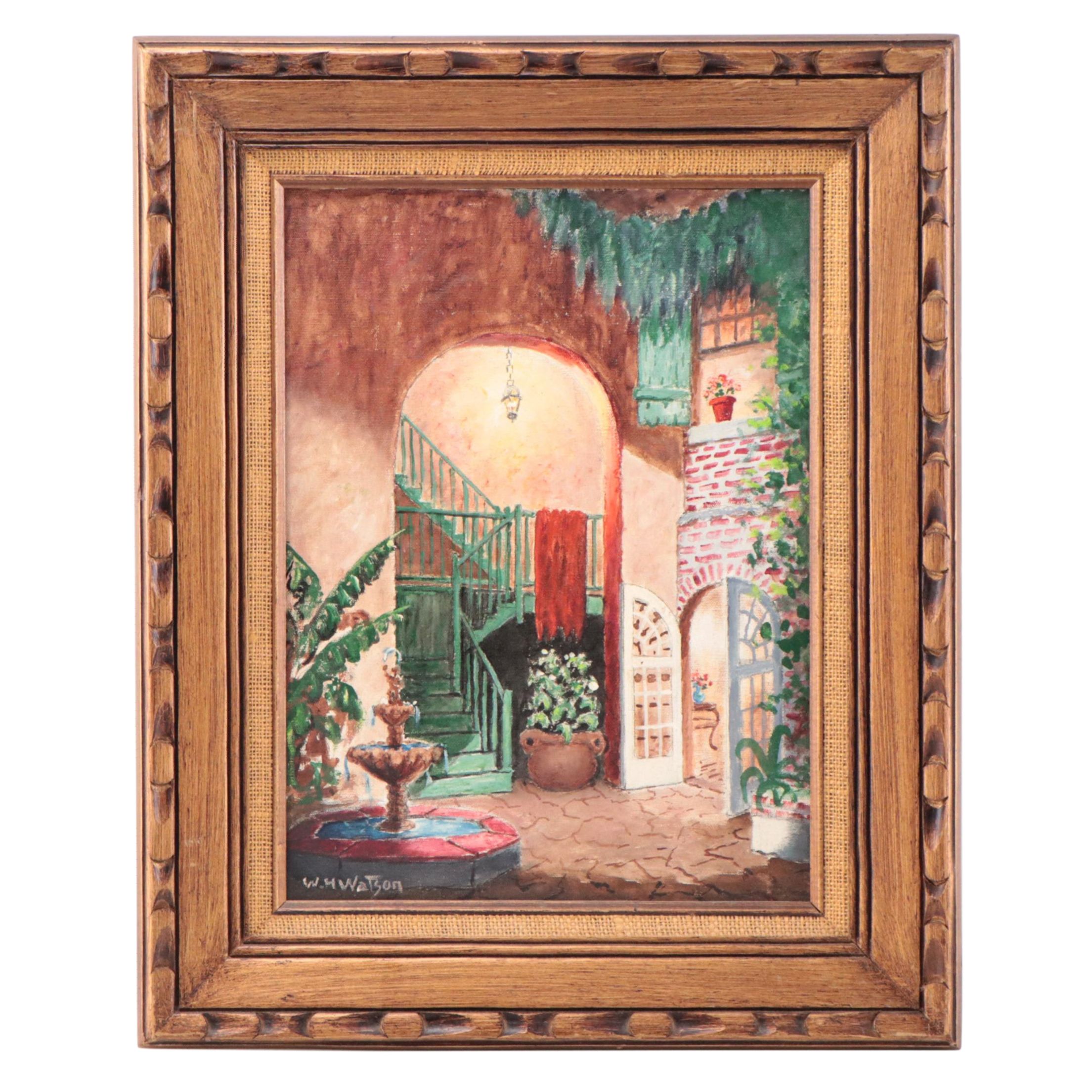 Oil Painting of New Orleans Courtyard Scene "Brulatour Courtyard"