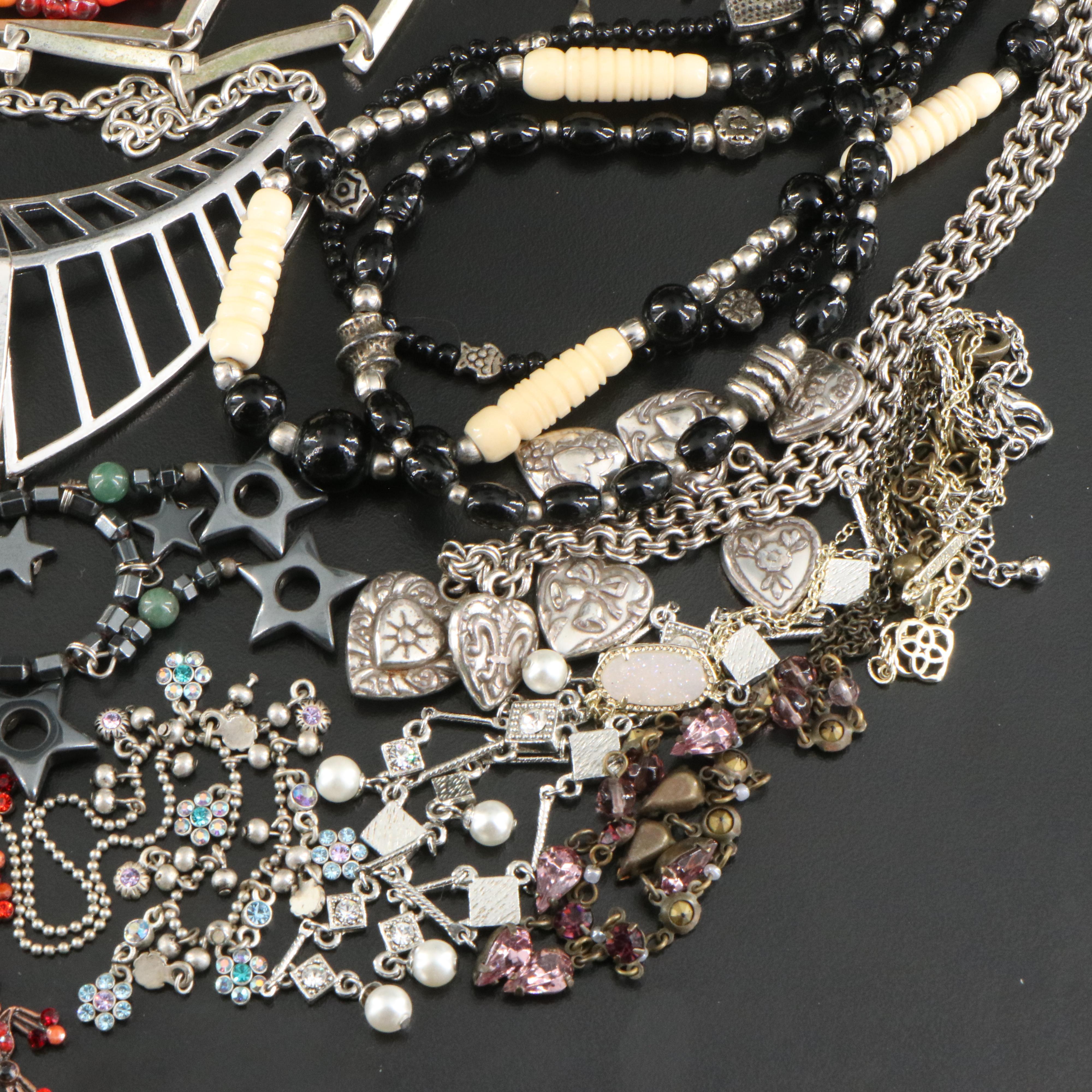 Jewelry Grouping Including Kendra Scott, Bone, Rhinestone and Faux Pearl