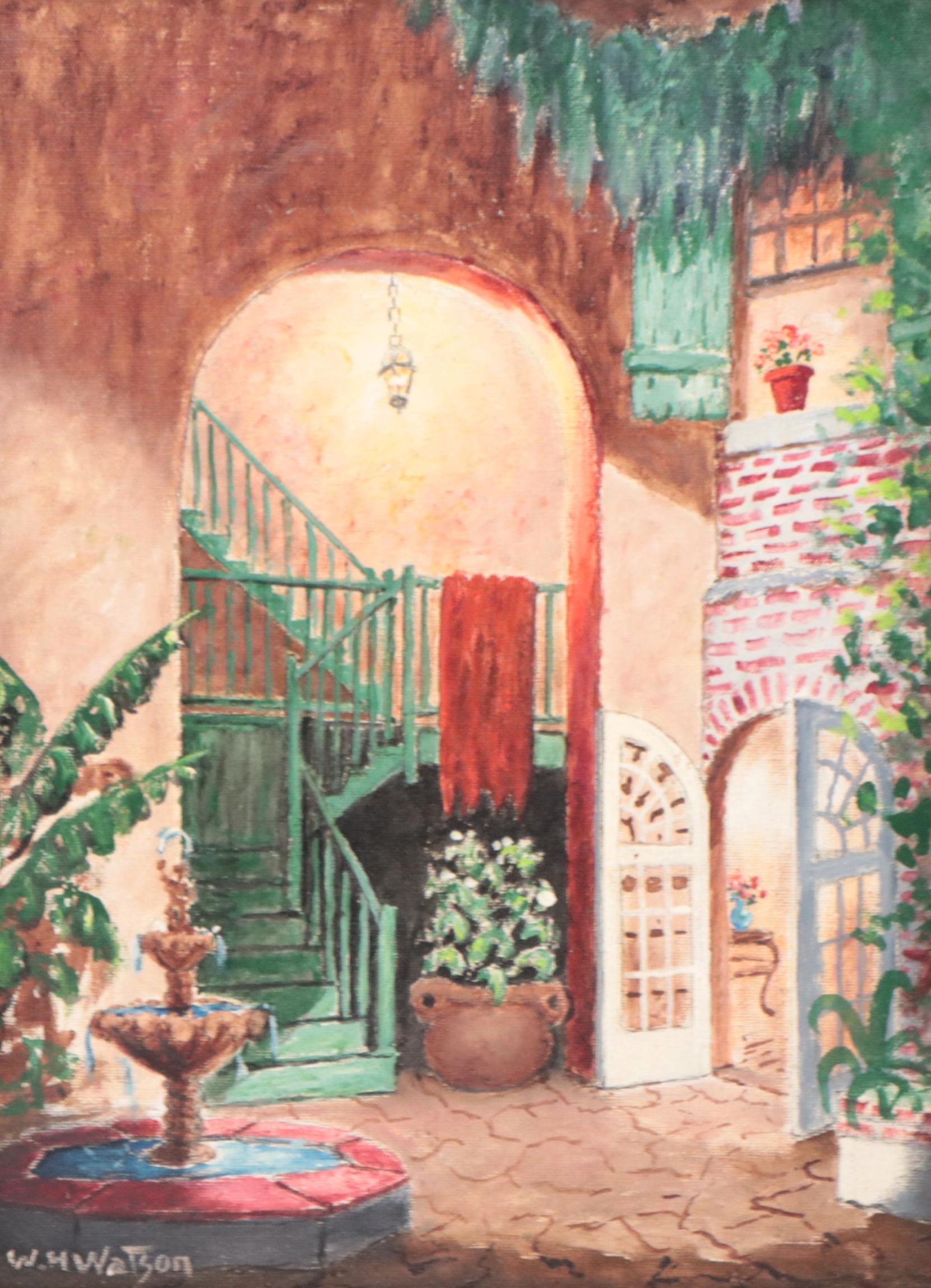 Oil Painting of New Orleans Courtyard Scene "Brulatour Courtyard"