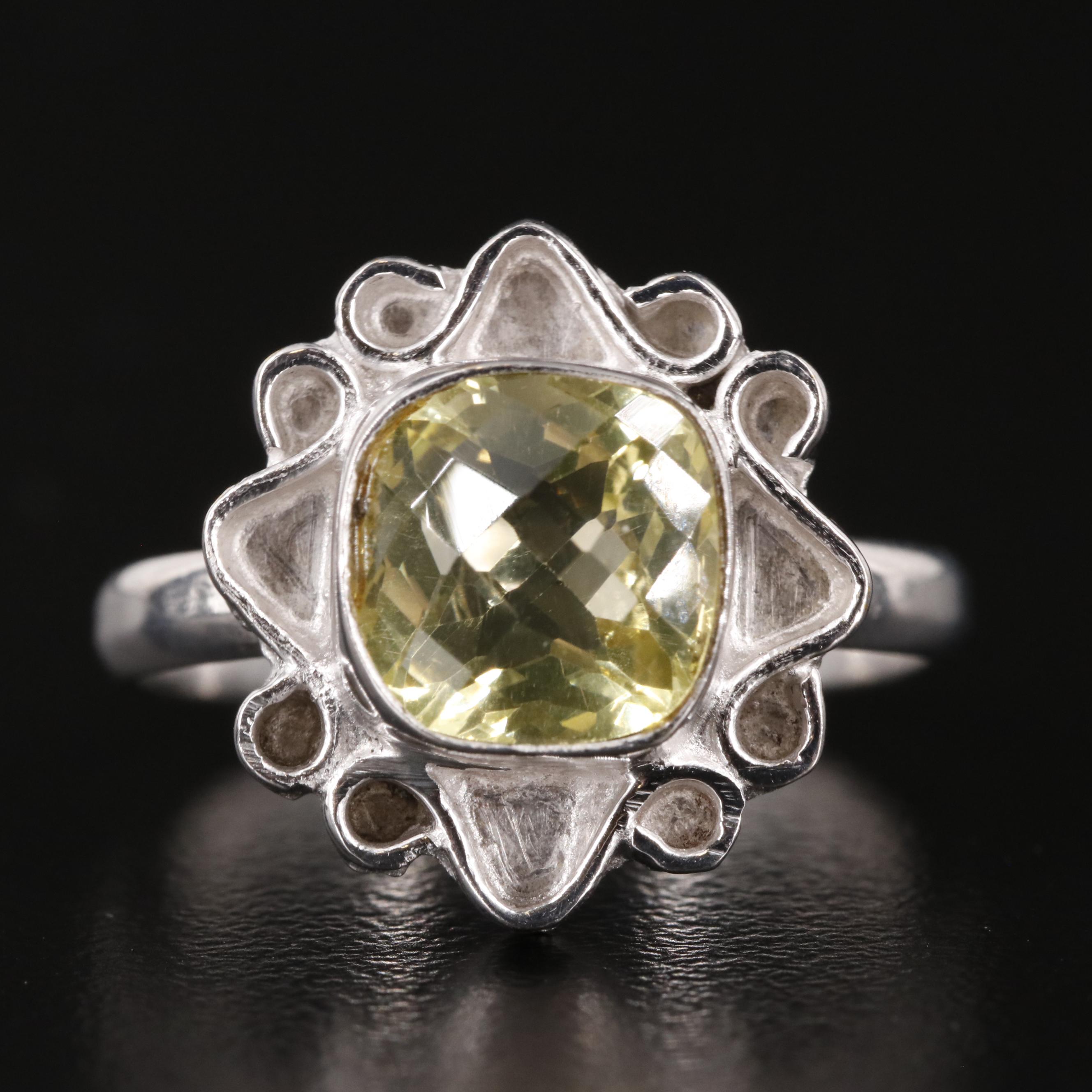 Citrine Floral Ring