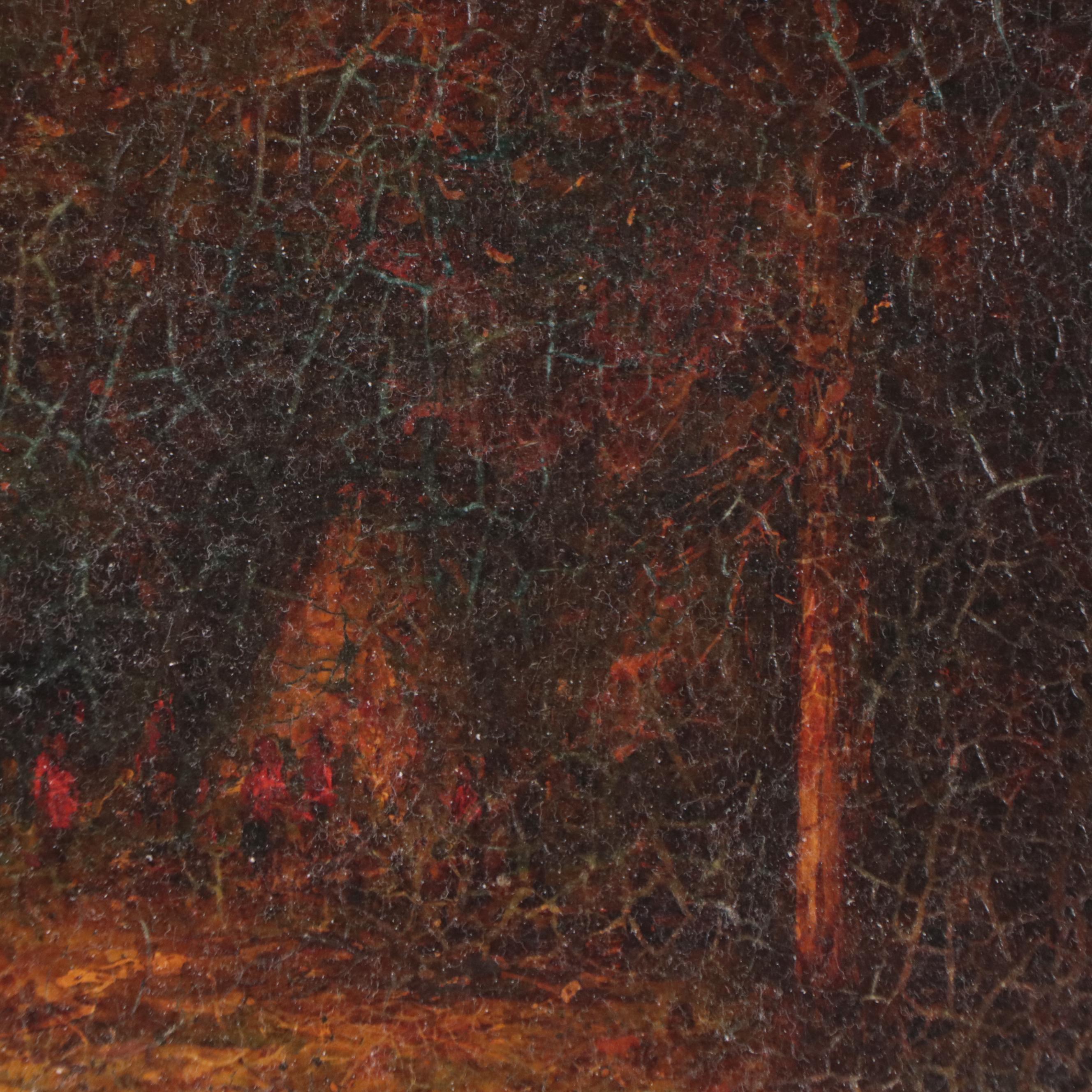 Hudson Mindell Kitchell Woodland Interior Landscape Oil Painting, Circa 1913