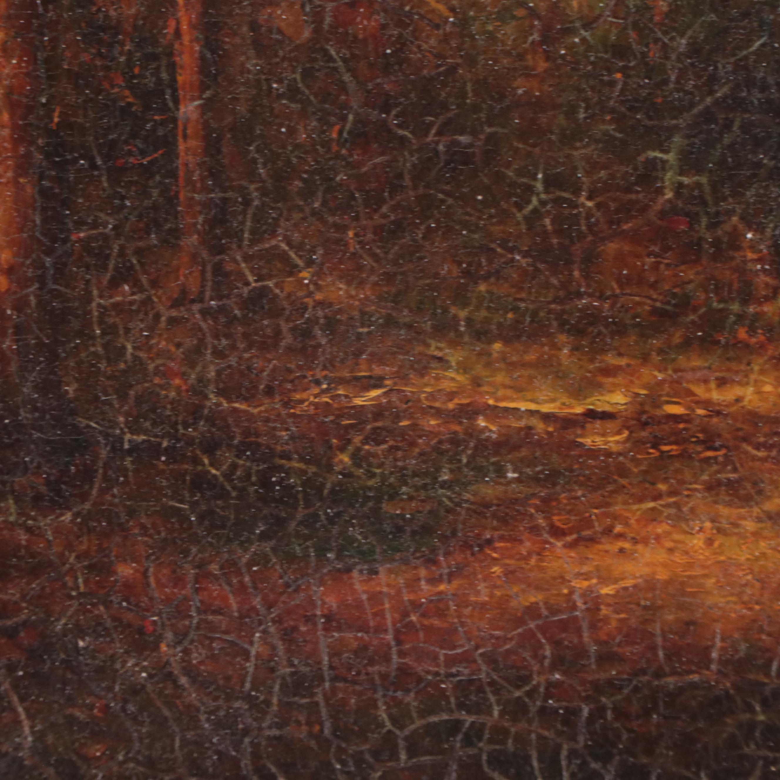 Hudson Mindell Kitchell Woodland Interior Landscape Oil Painting, Circa 1913