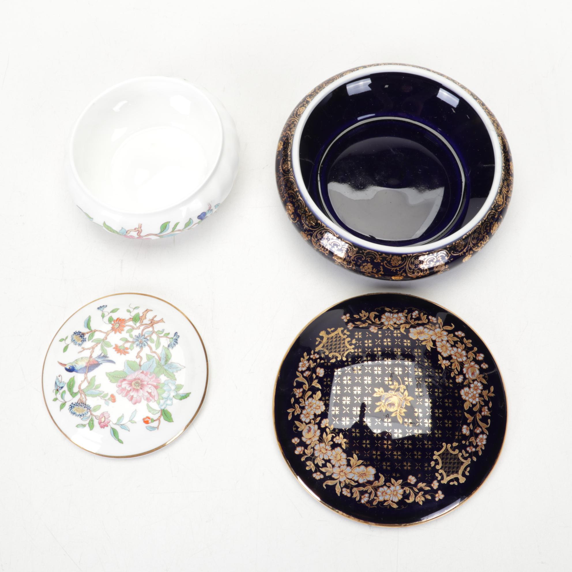 Schumann Compote with Limoges and Other European Porcelain Tableware and Boxes