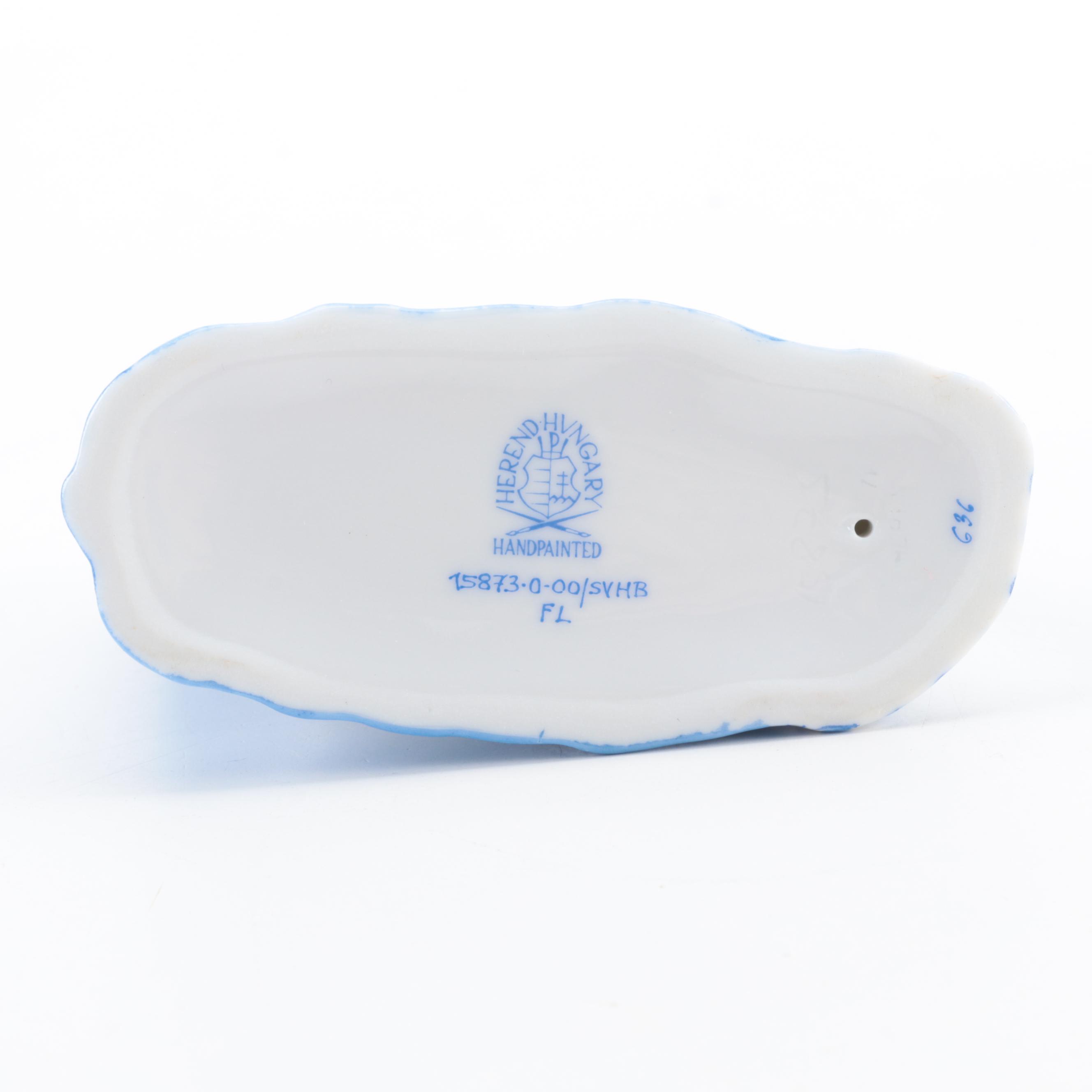 Herend Blue Fishnet with Gold "Yorkshire Terrier" Porcelain Figurine