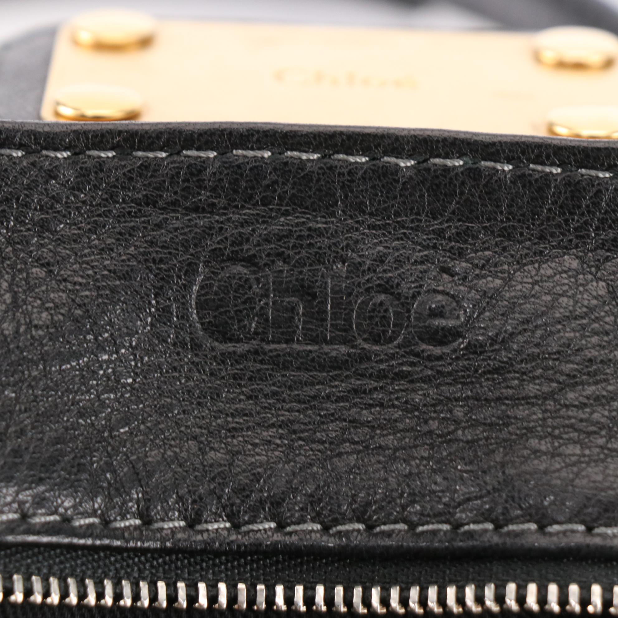 Chloé Medium Paddington Shoulder Bag in Black Pebbled Leather