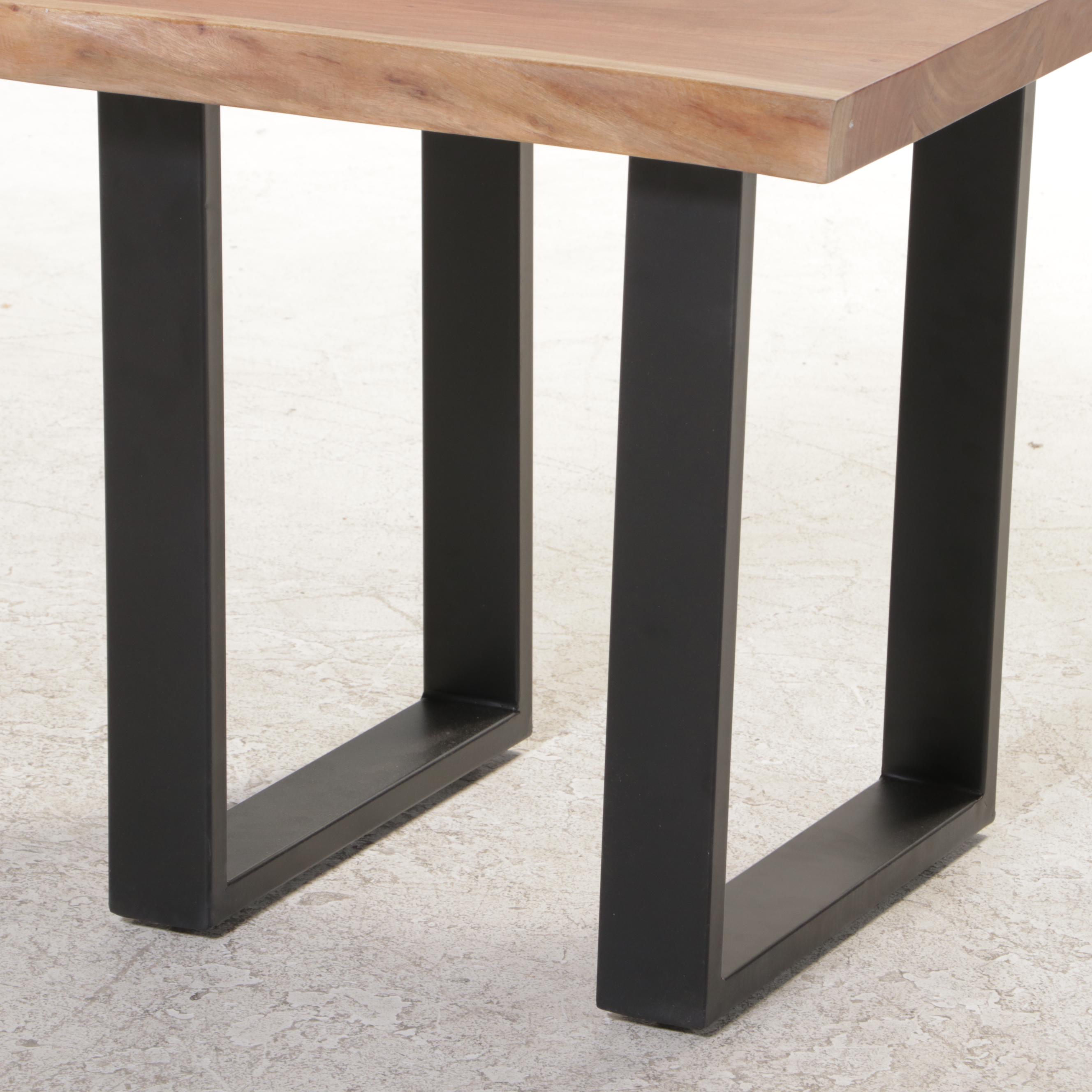Contemporary Wood and Metal End Table