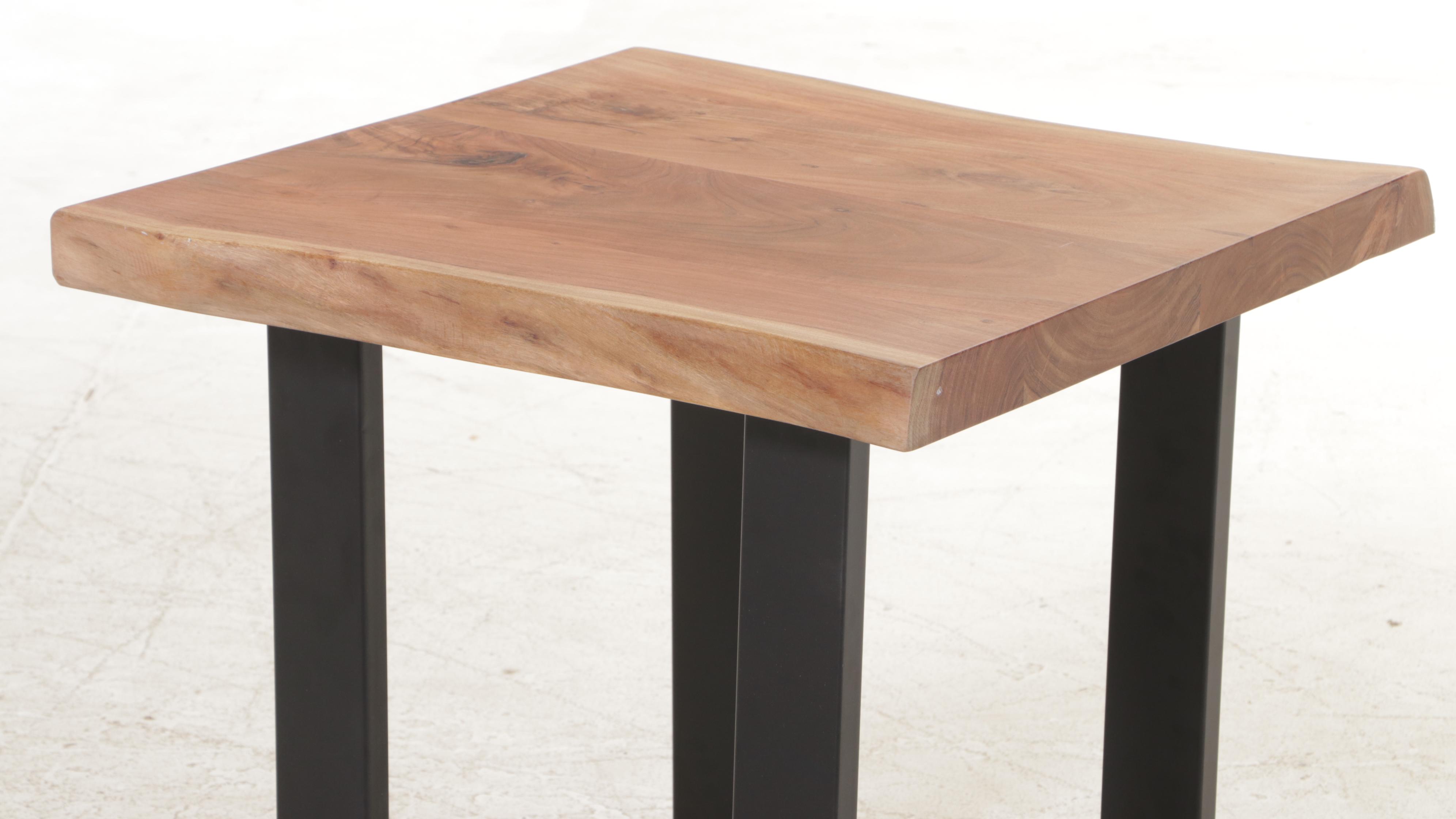 Contemporary Wood and Metal End Table