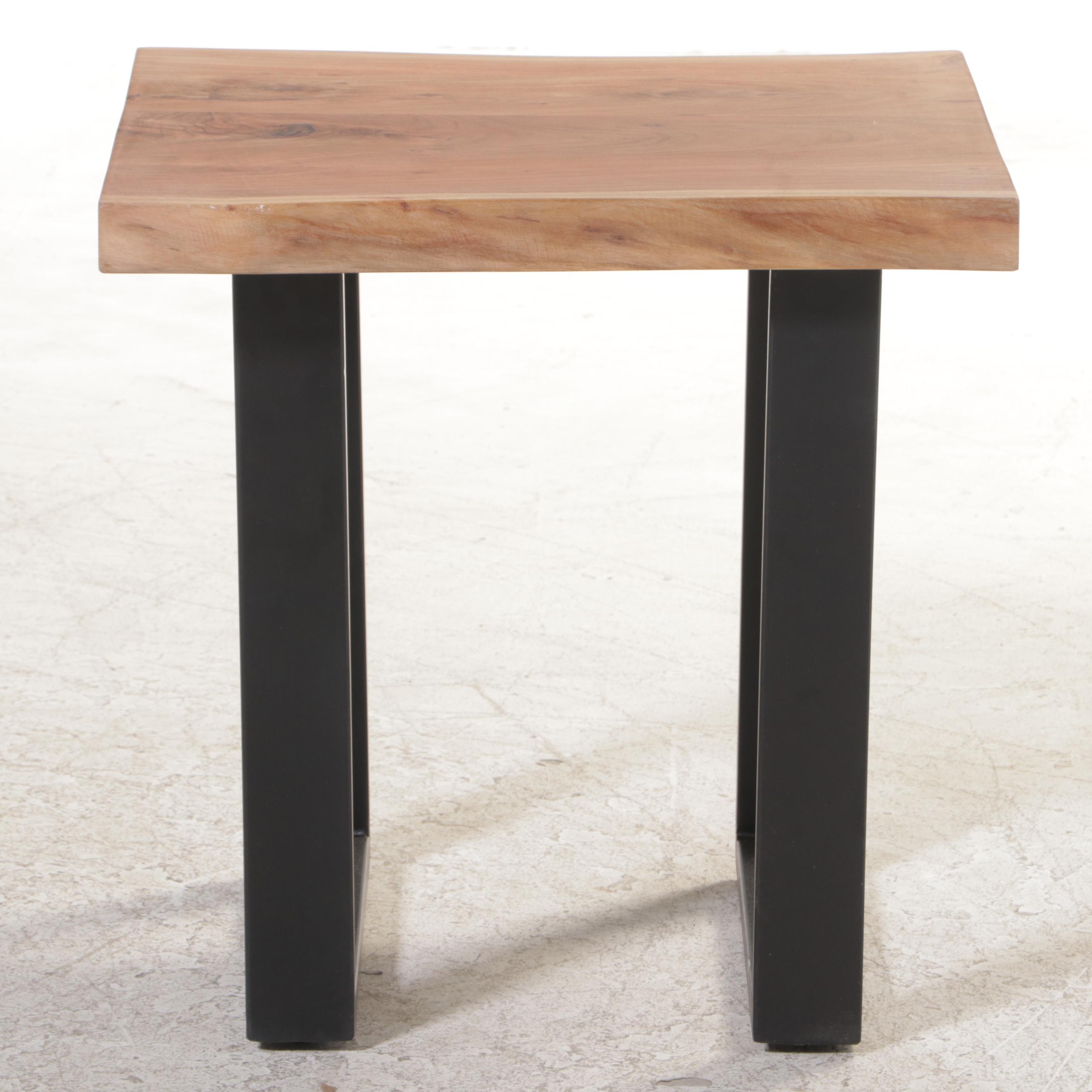 Contemporary Wood and Metal End Table