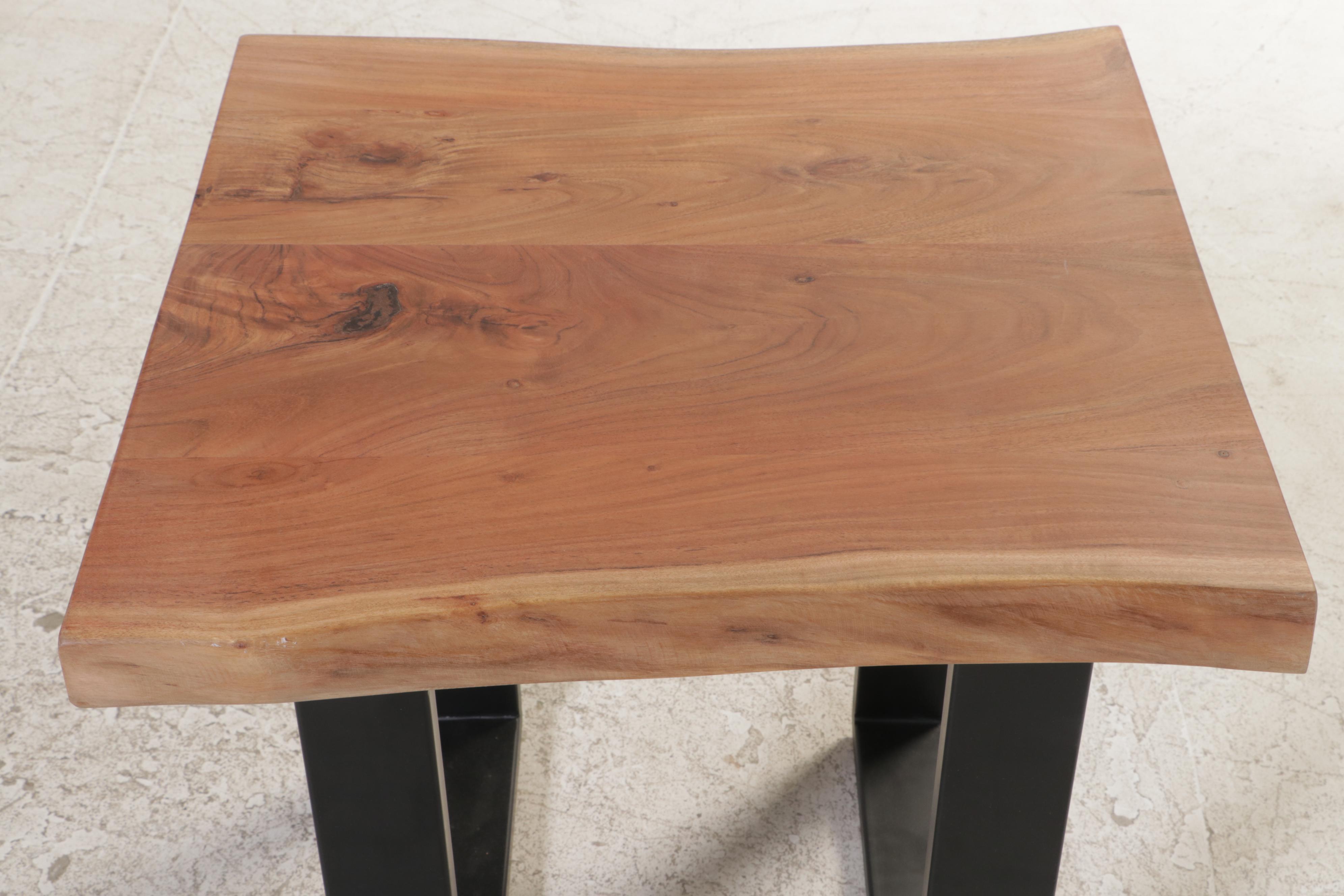 Contemporary Wood and Metal End Table