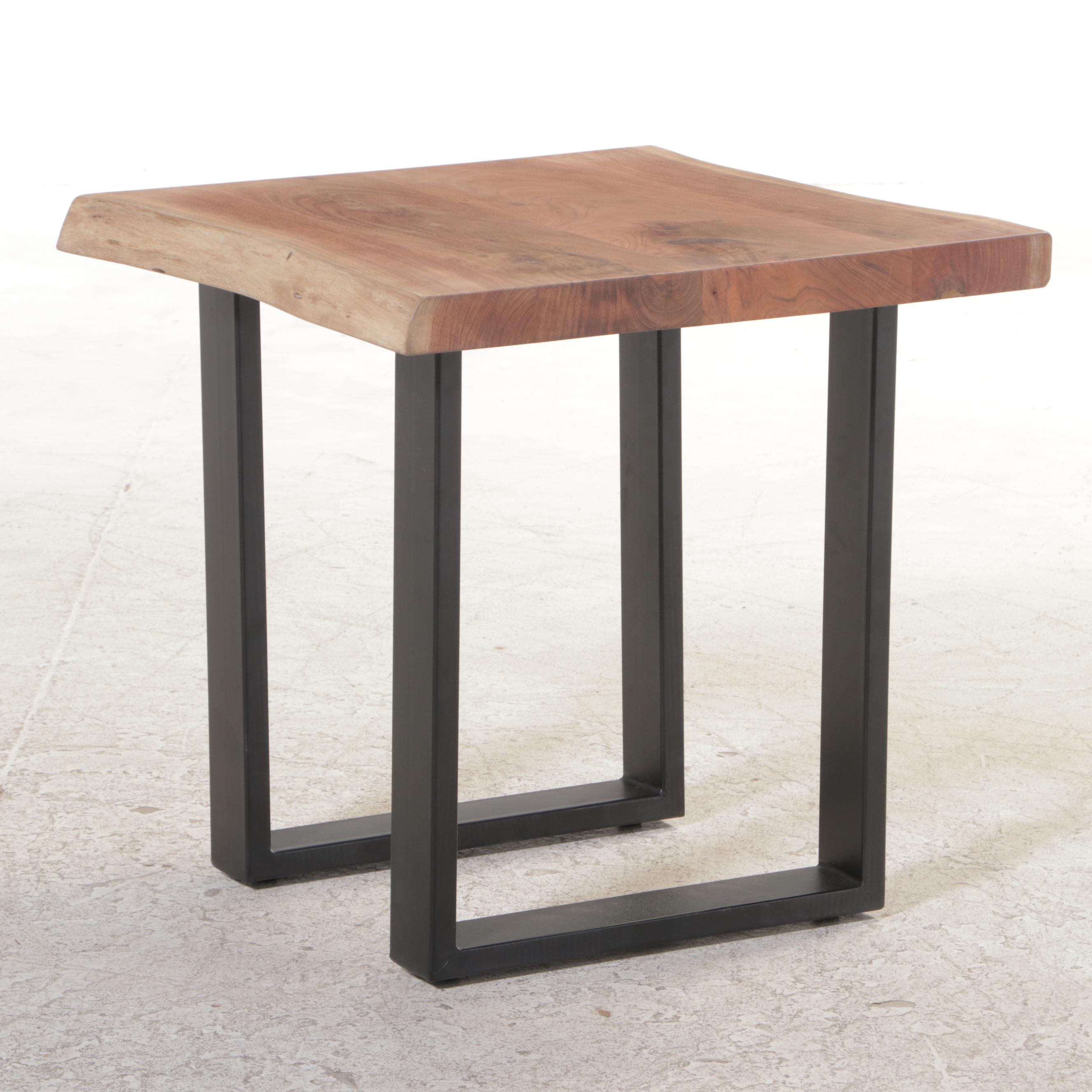 Contemporary Wood and Metal End Table