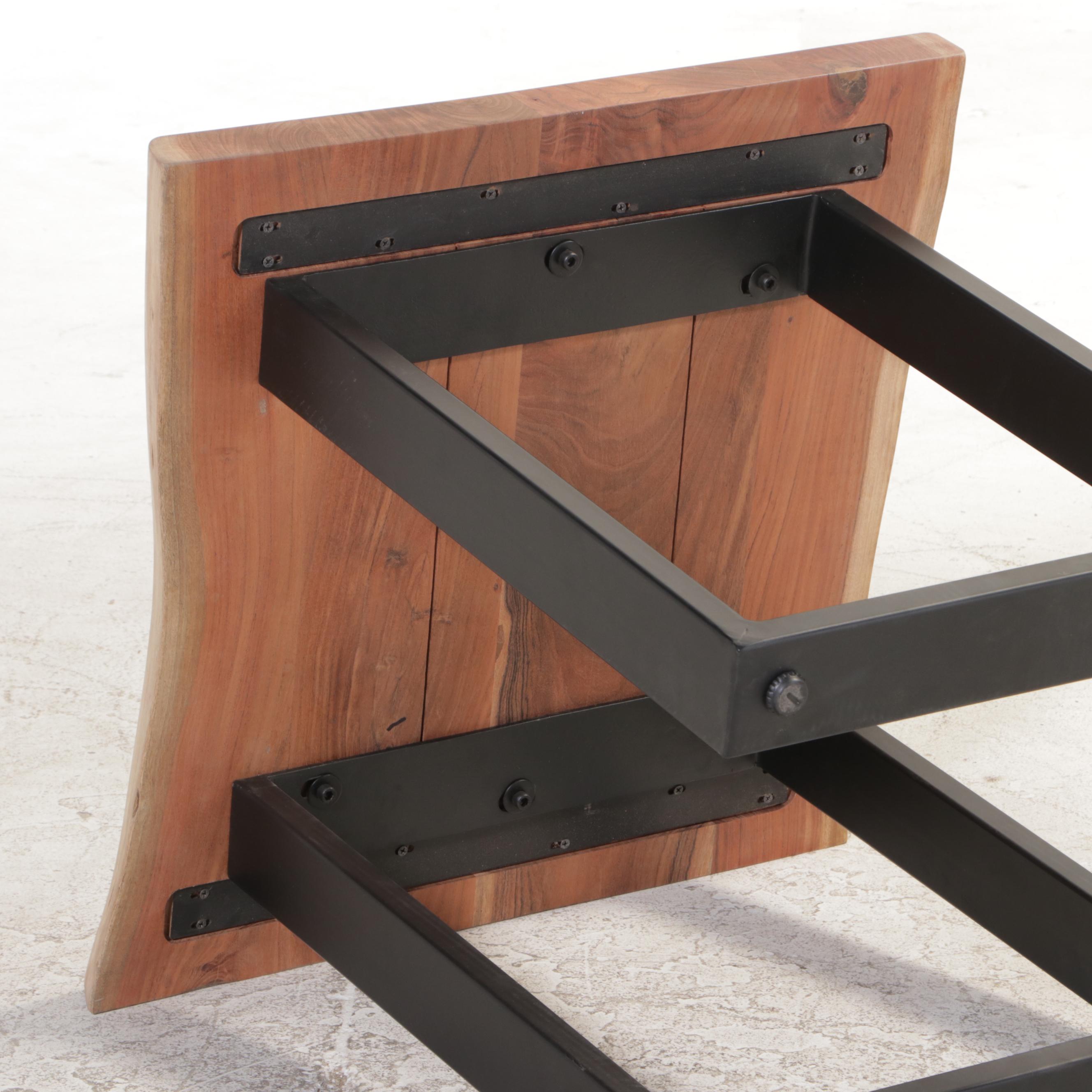 Contemporary Wood and Metal End Table