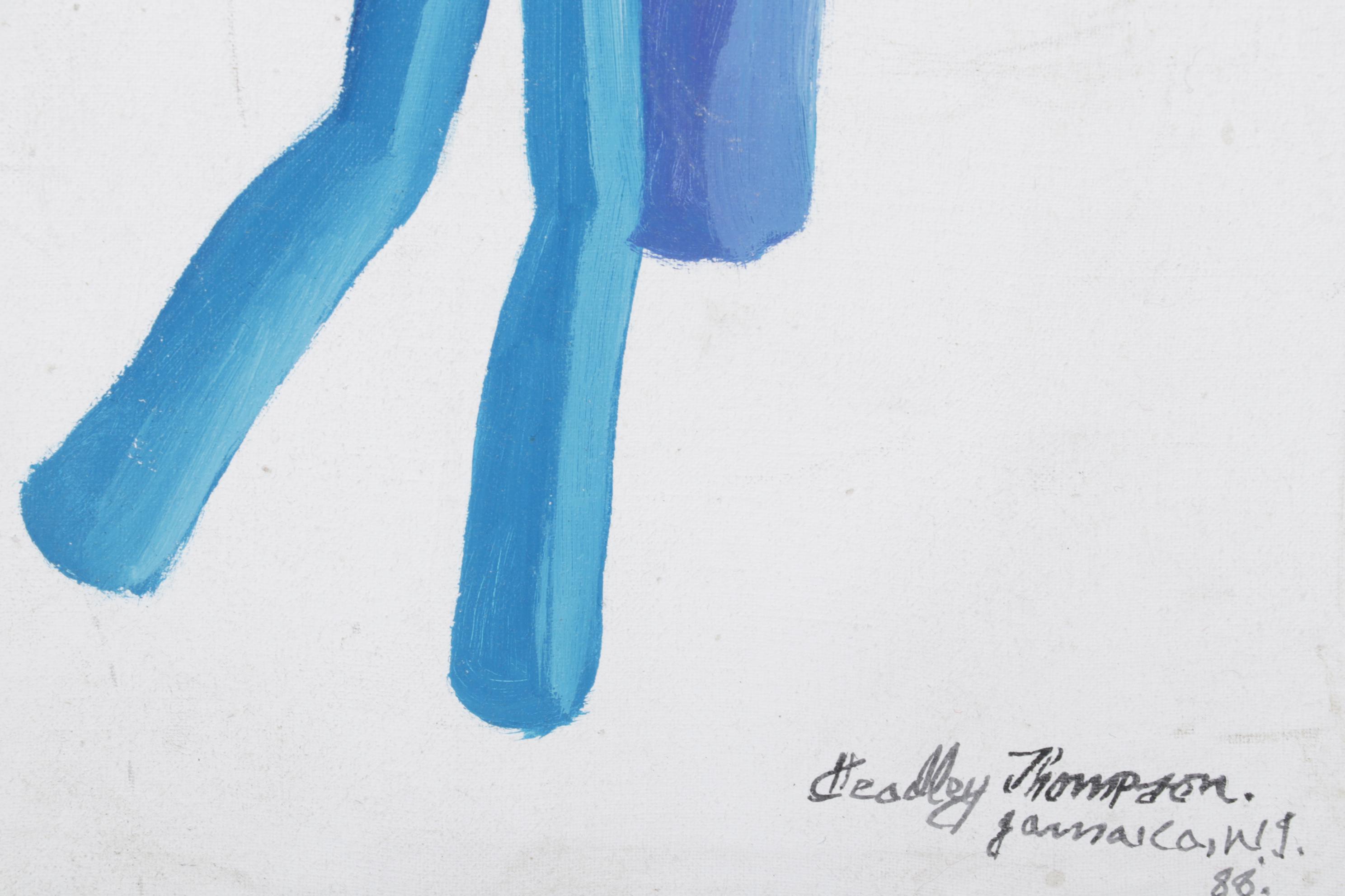 Headley Thompson Jamaican Folk Art Acrylic Painting, 1988