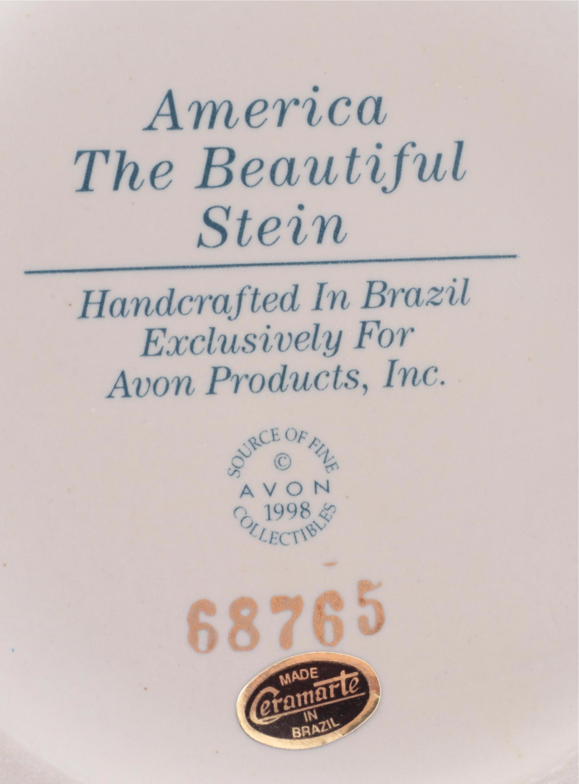 Ceramarte for Avon "America the Beautiful" Ceramic Beer Stein