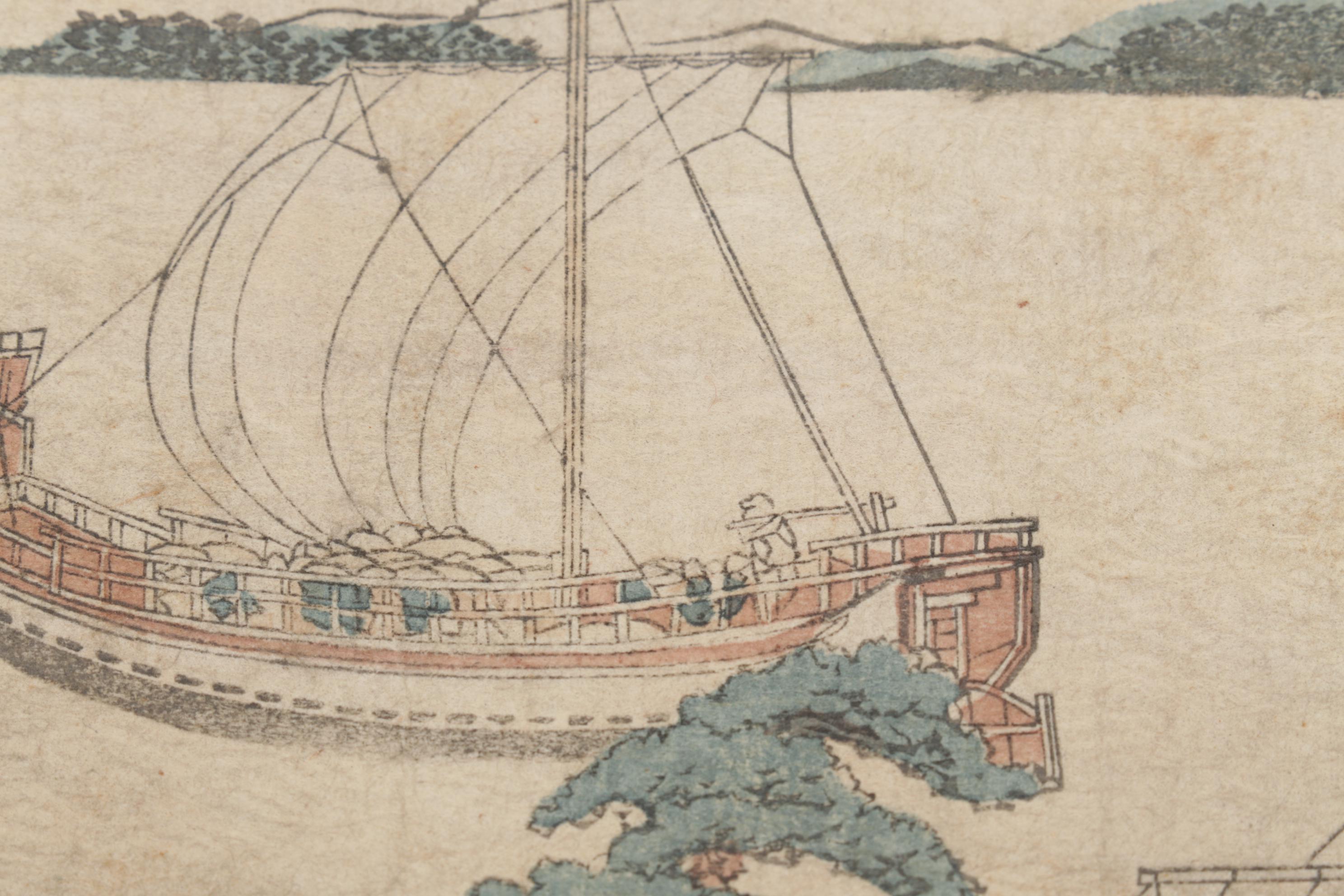 Maritime Woodblock After Katsushika Hokusai "Maisaka"