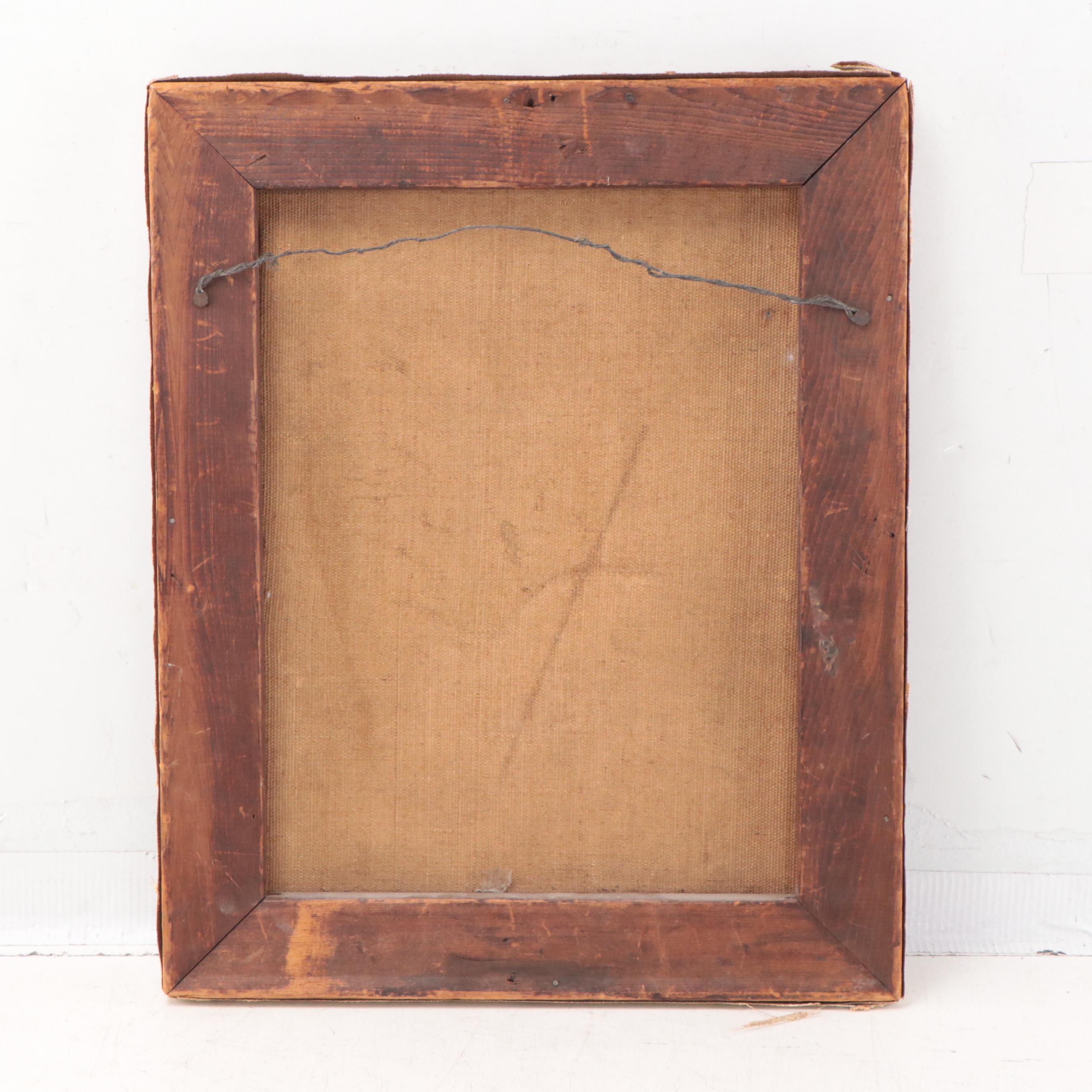 European School Style Portrait Oil Painting of Young Woman  With Head Scarf